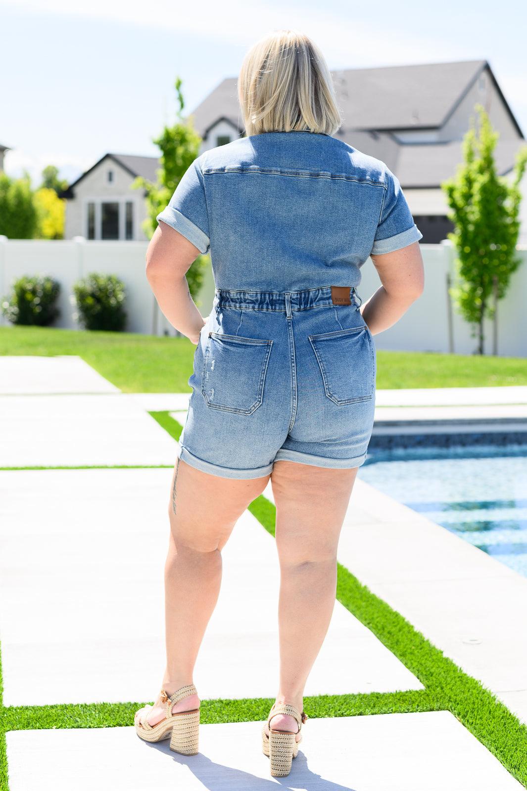 Judy Blue | Delia High Rise Short Sleeve Romper - becauseofadi