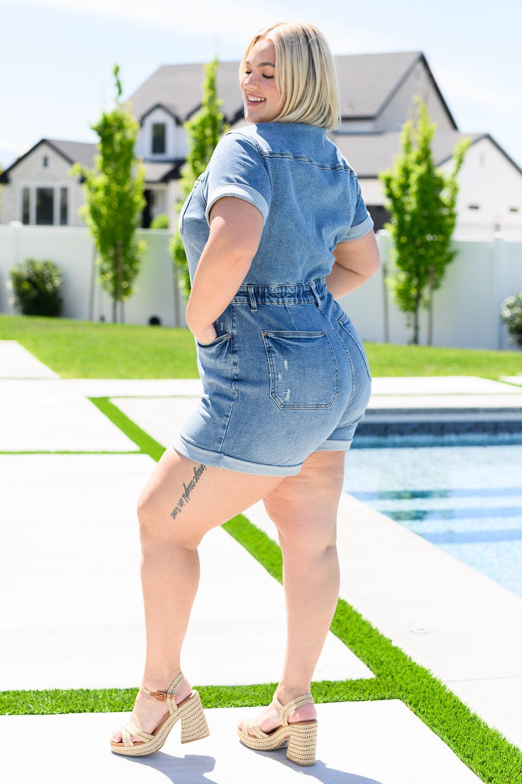 Judy Blue | Delia High Rise Short Sleeve Romper - becauseofadi