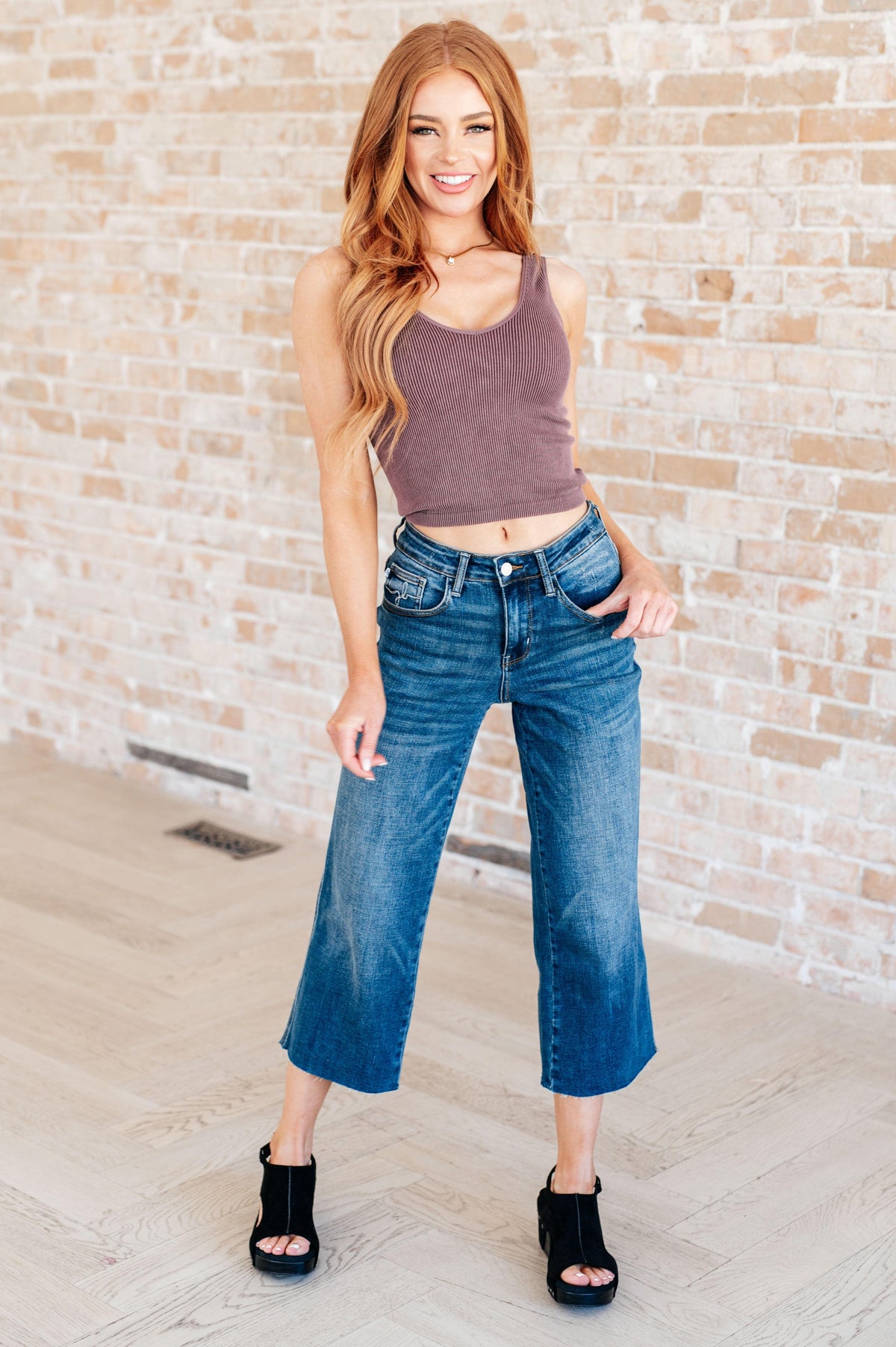 Judy Blue | Hayes High Rise Wide Leg Crop Jeans - becauseofadi