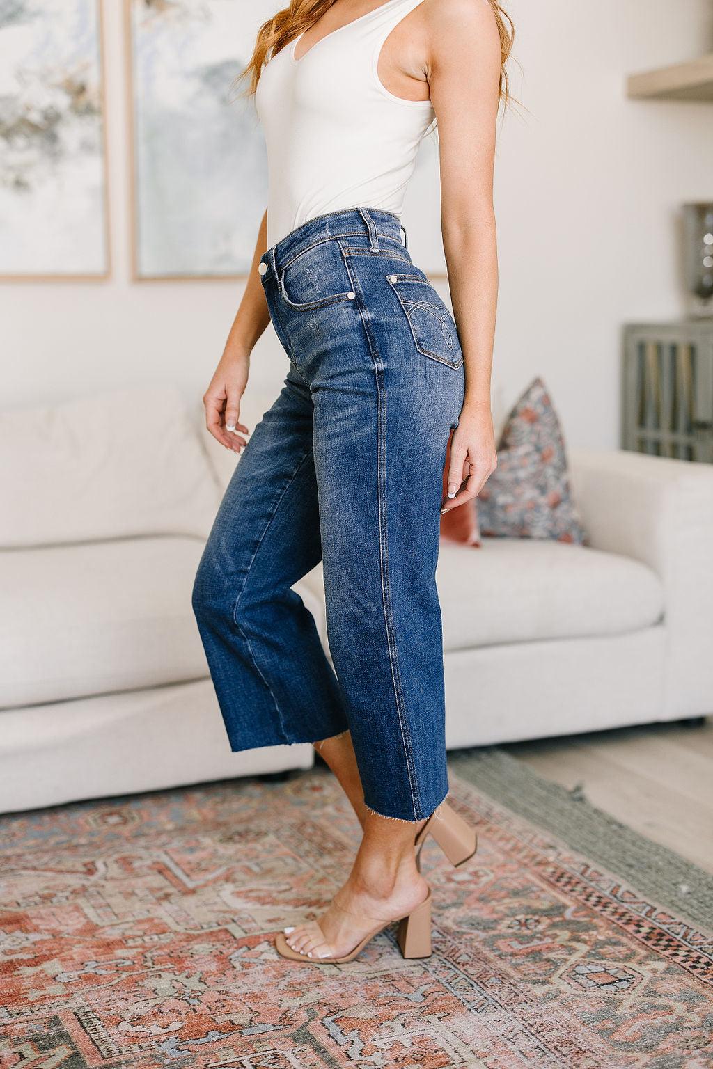 Hayes High Rise Wide Leg Crop Jeans - becauseofadi