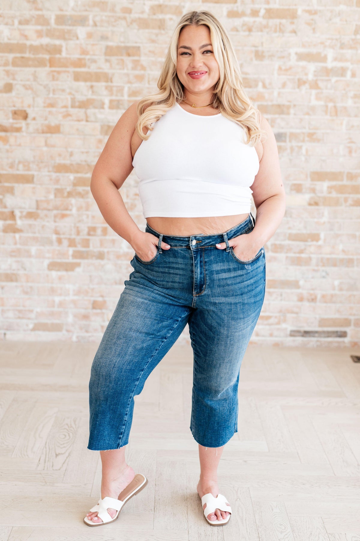 Judy Blue | Hayes High Rise Wide Leg Crop Jeans - becauseofadi