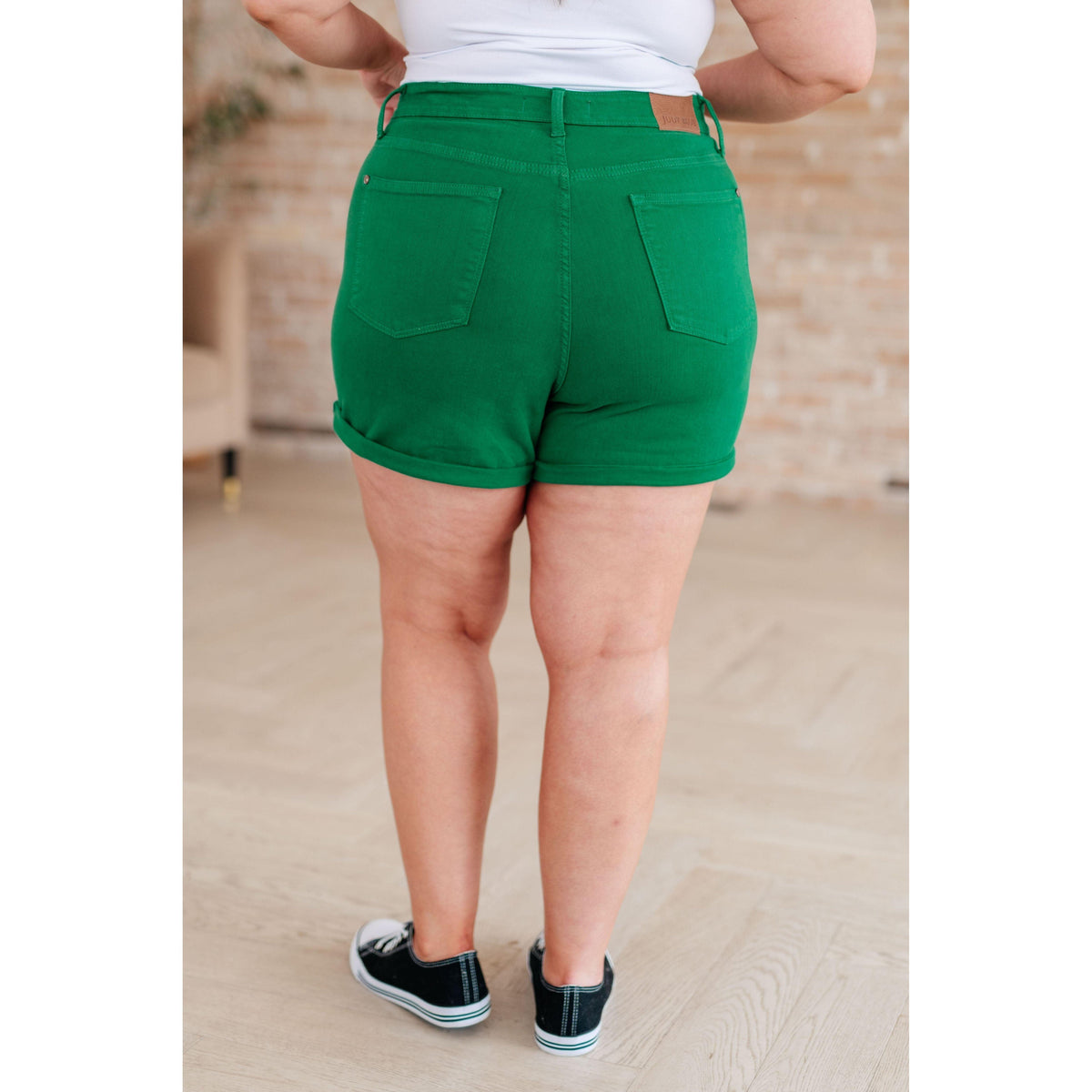 Judy Blue | Jenna High Rise Control Top Cuffed Shorts in Green - becauseofadi
