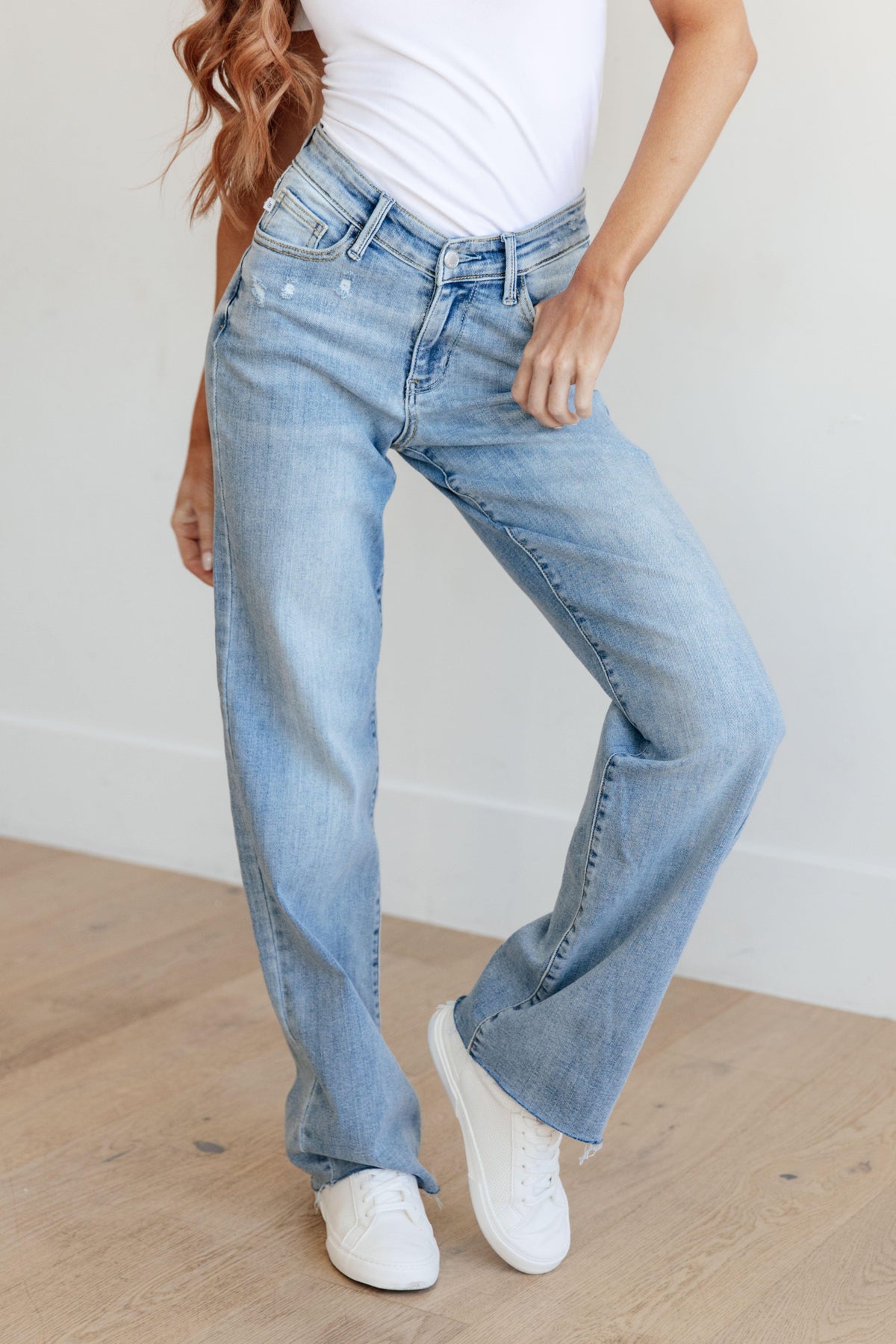 Judy Blue | Mildred High Rise V Front Waistband Straight Jeans - becauseofadi