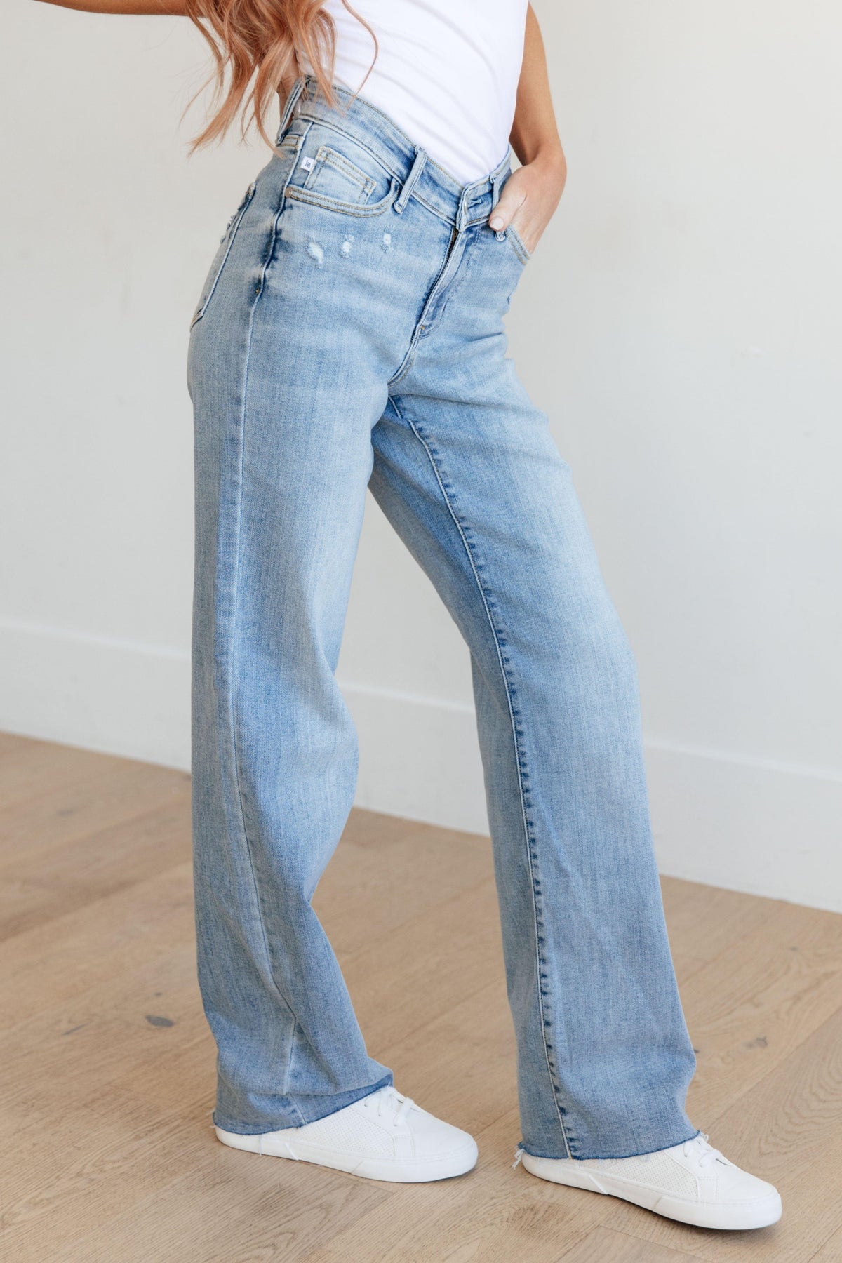 Judy Blue | Mildred High Rise V Front Waistband Straight Jeans - becauseofadi