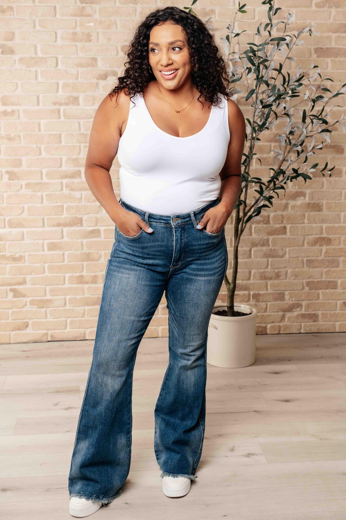 Judy Blue | Miley High Waist Control Top Frayed Hem Flare Jeans - becauseofadi