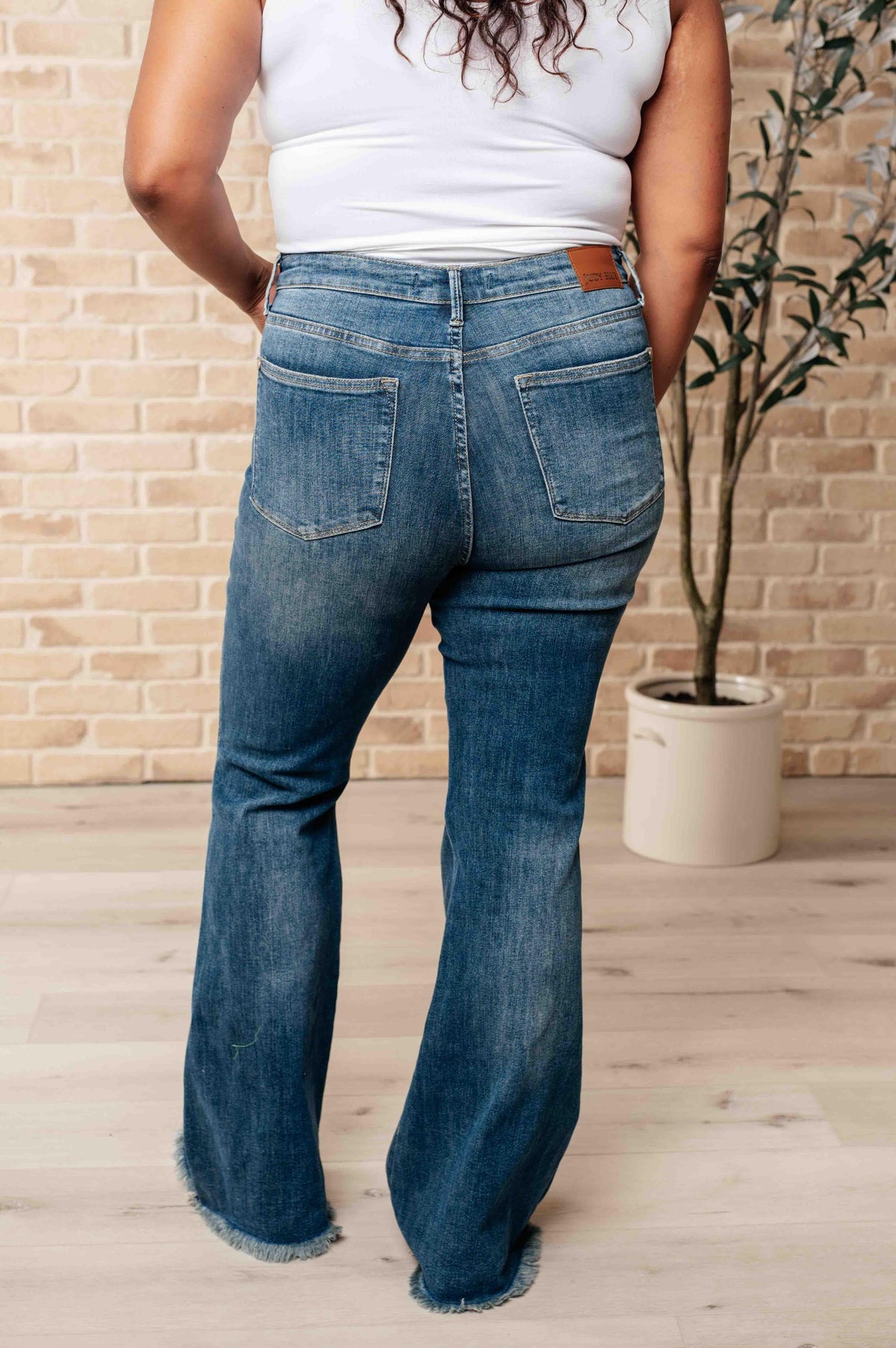 Judy Blue | Miley High Waist Control Top Frayed Hem Flare Jeans - becauseofadi