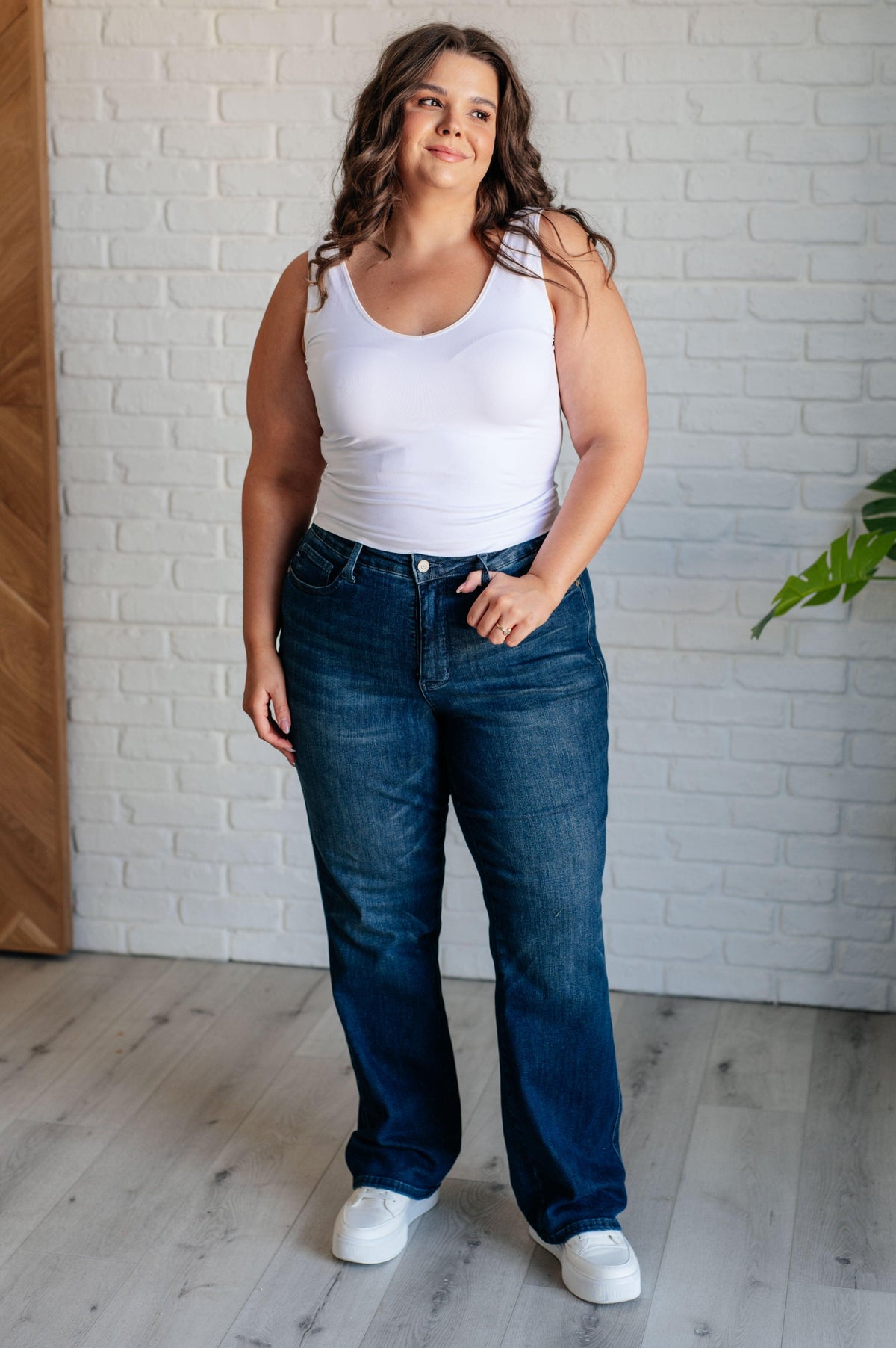 Judy Blue | Muriel Mid Rise Control Top Classic Straight Jeans - becauseofadi