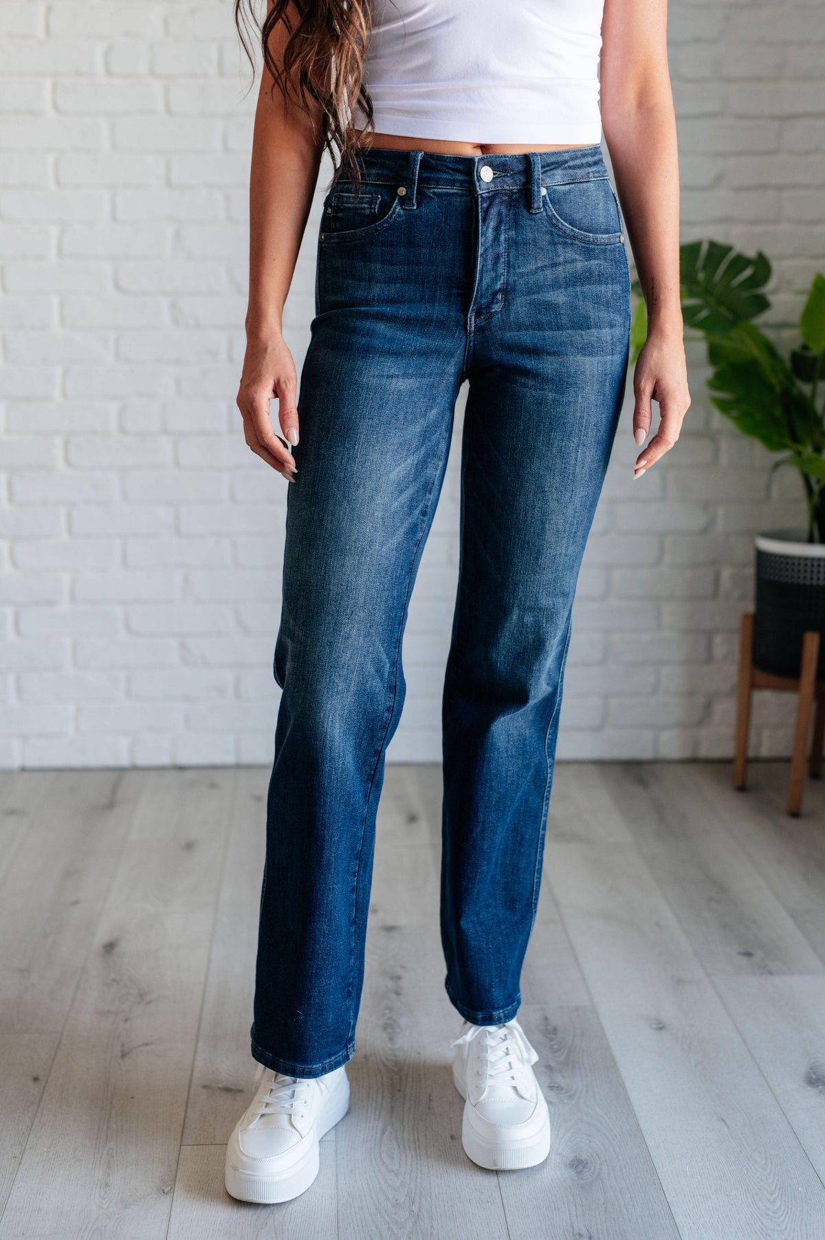 Judy Blue | Muriel Mid Rise Control Top Classic Straight Jeans - becauseofadi