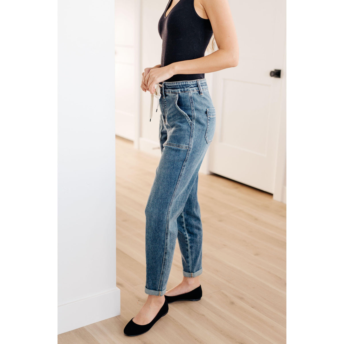 Judy Blue | Payton Pull On Denim Joggers in Medium Wash - becauseofadi