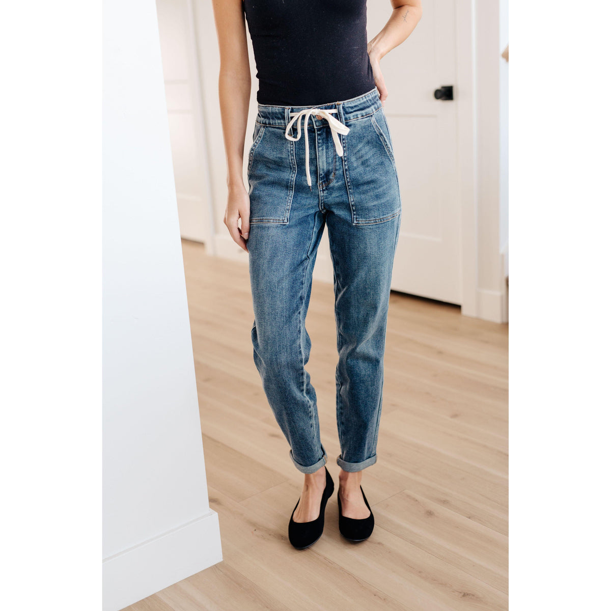 Judy Blue | Payton Pull On Denim Joggers in Medium Wash - becauseofadi