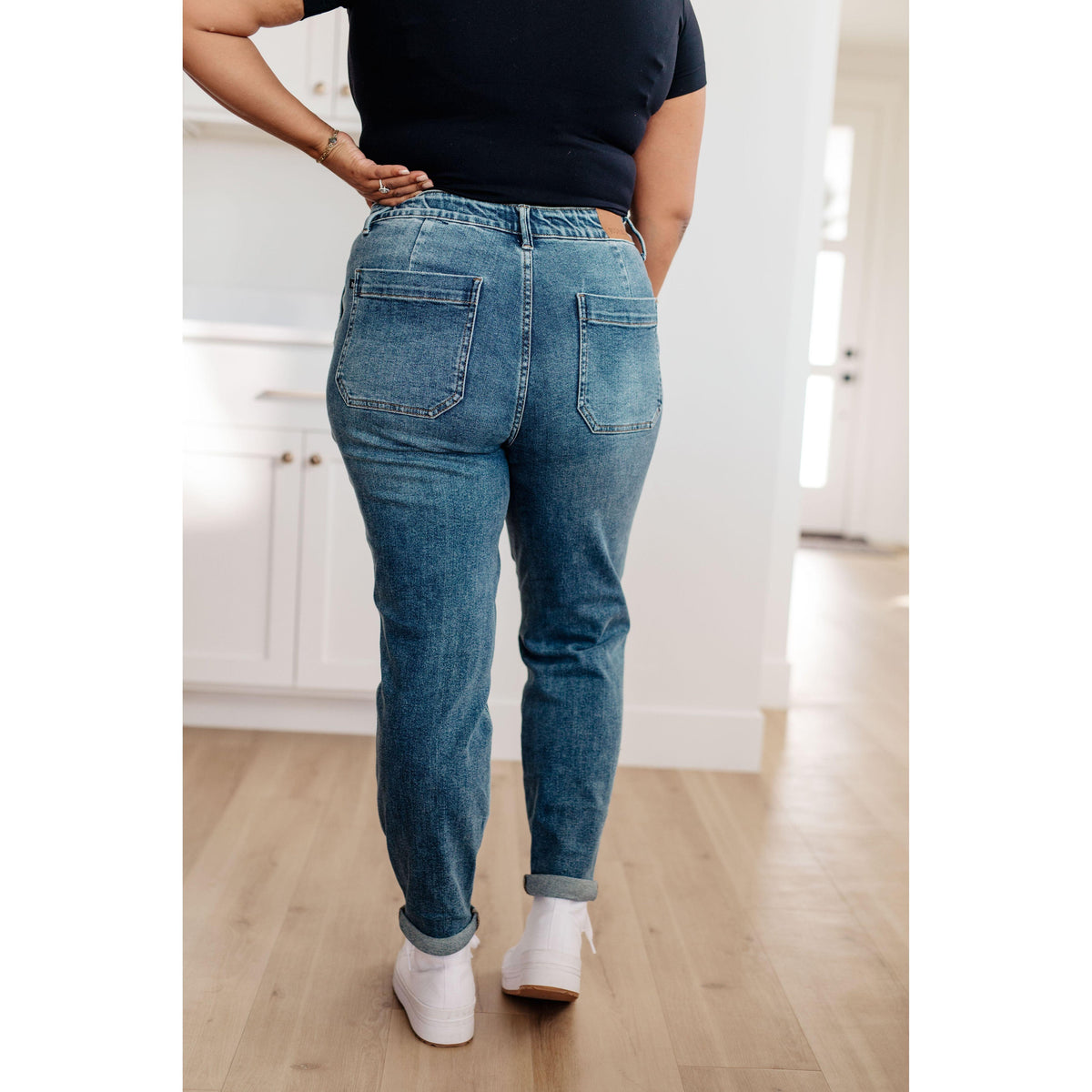 Judy Blue | Payton Pull On Denim Joggers in Medium Wash - becauseofadi