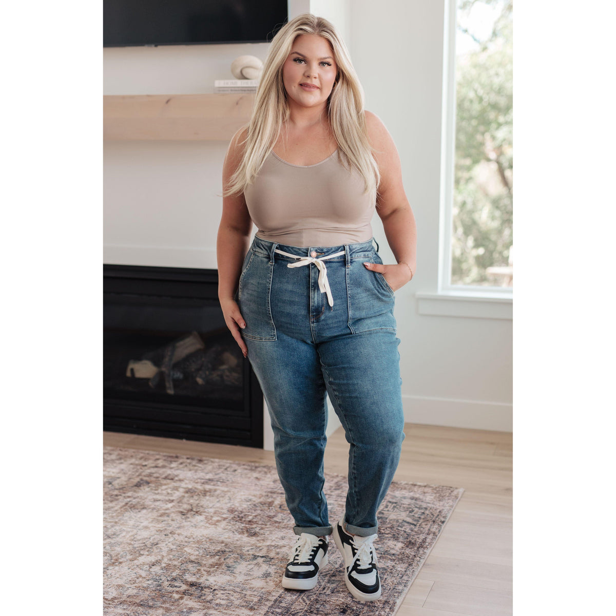 Judy Blue | Payton Pull On Denim Joggers in Medium Wash - becauseofadi