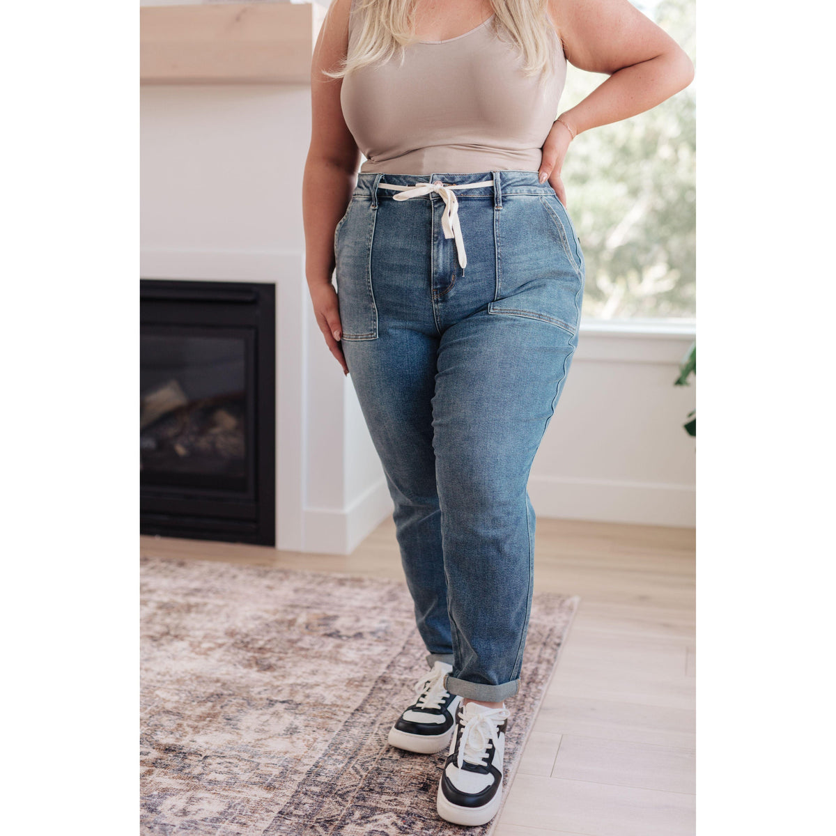 Judy Blue | Payton Pull On Denim Joggers in Medium Wash - becauseofadi