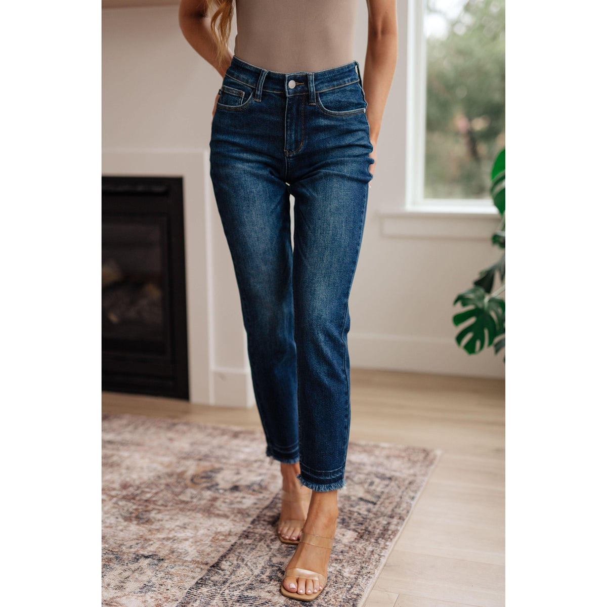 Judy Blue | Phillipa High Rise Release Hem Slim Jeans - becauseofadi