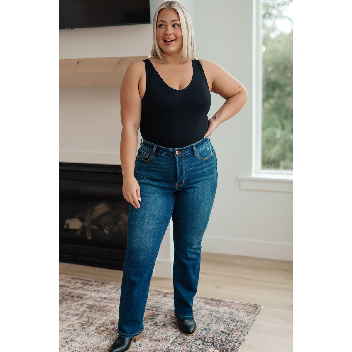 Judy Blue | Pippa High Rise Button Fly Straight Jeans - becauseofadi