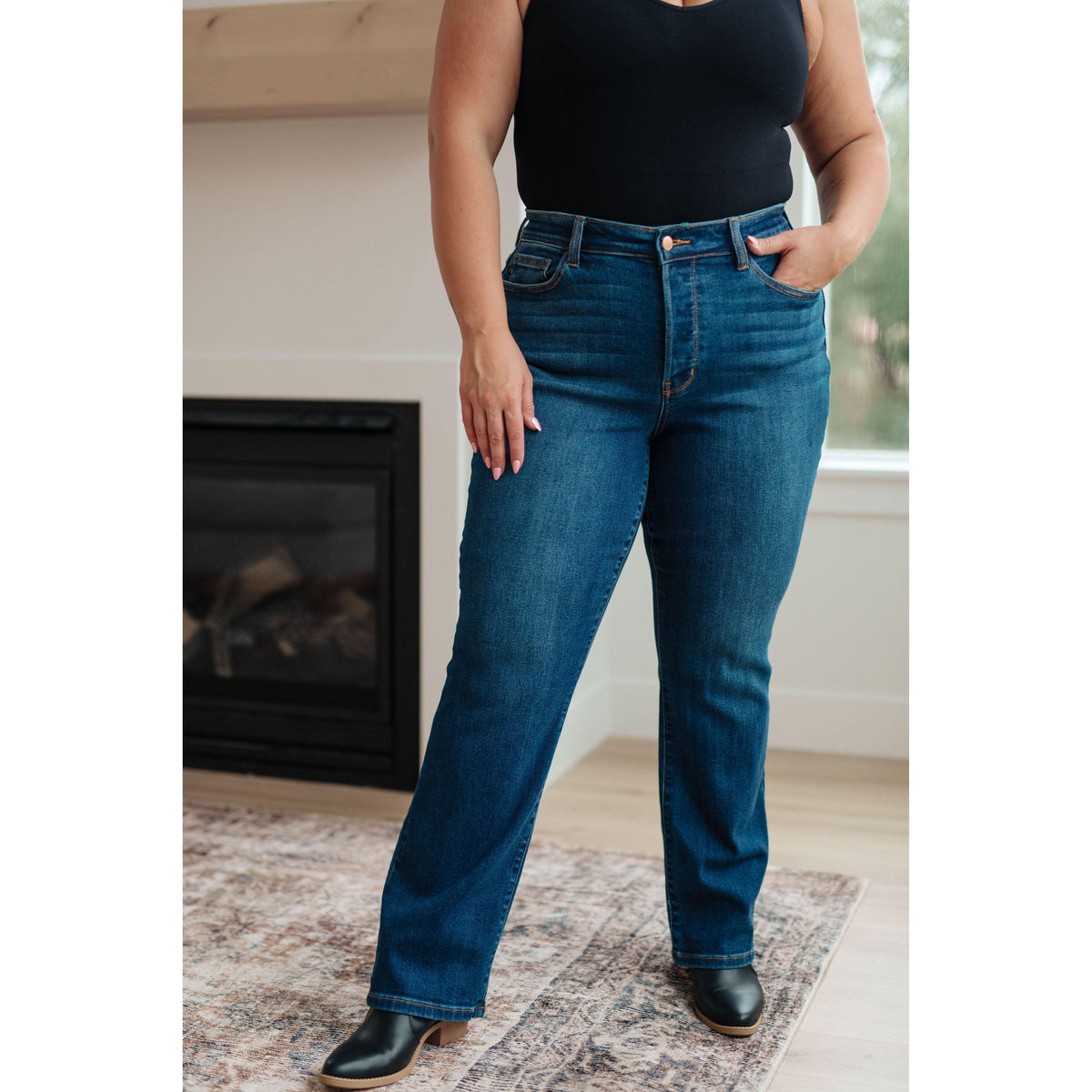 Judy Blue | Pippa High Rise Button Fly Straight Jeans - becauseofadi