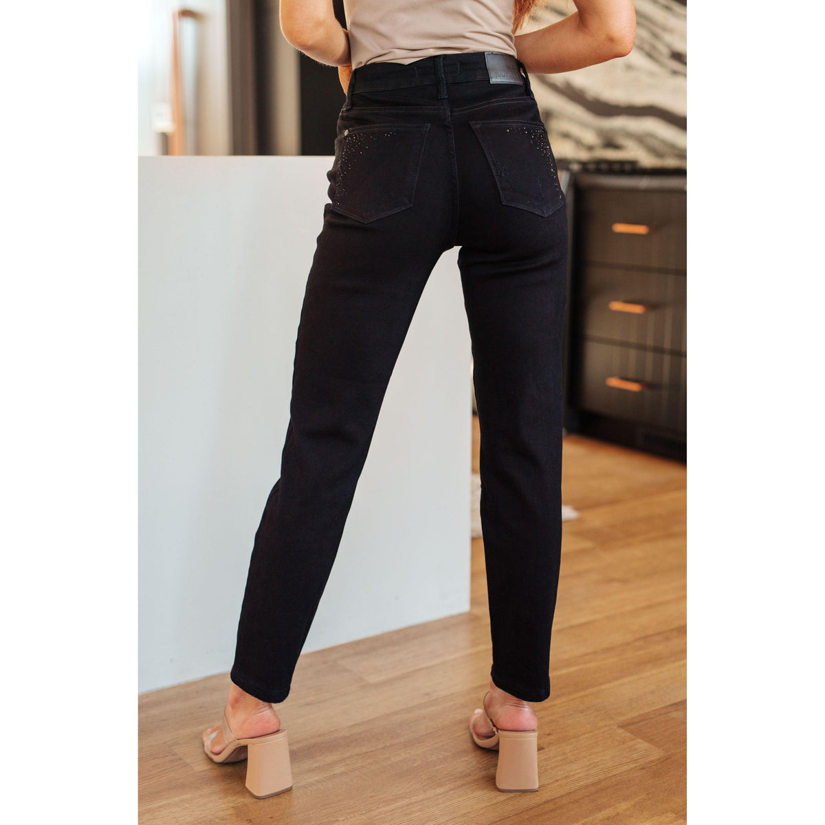 Judy Blue | Reese Rhinestone Slim Fit Jeans in Black - becauseofadi