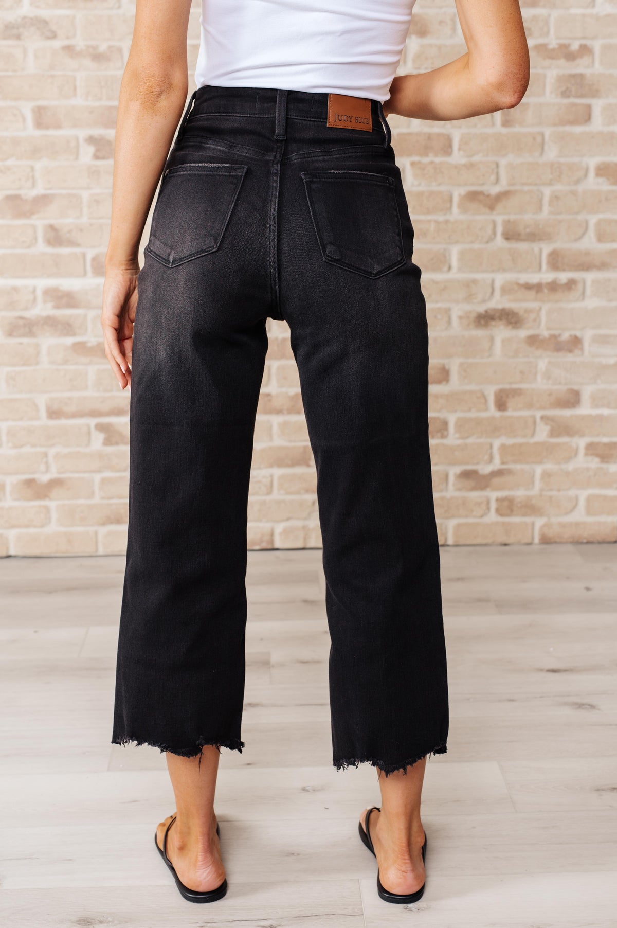 Ryan High Rise Button Fly Wide Leg Crop Jeans - becauseofadi