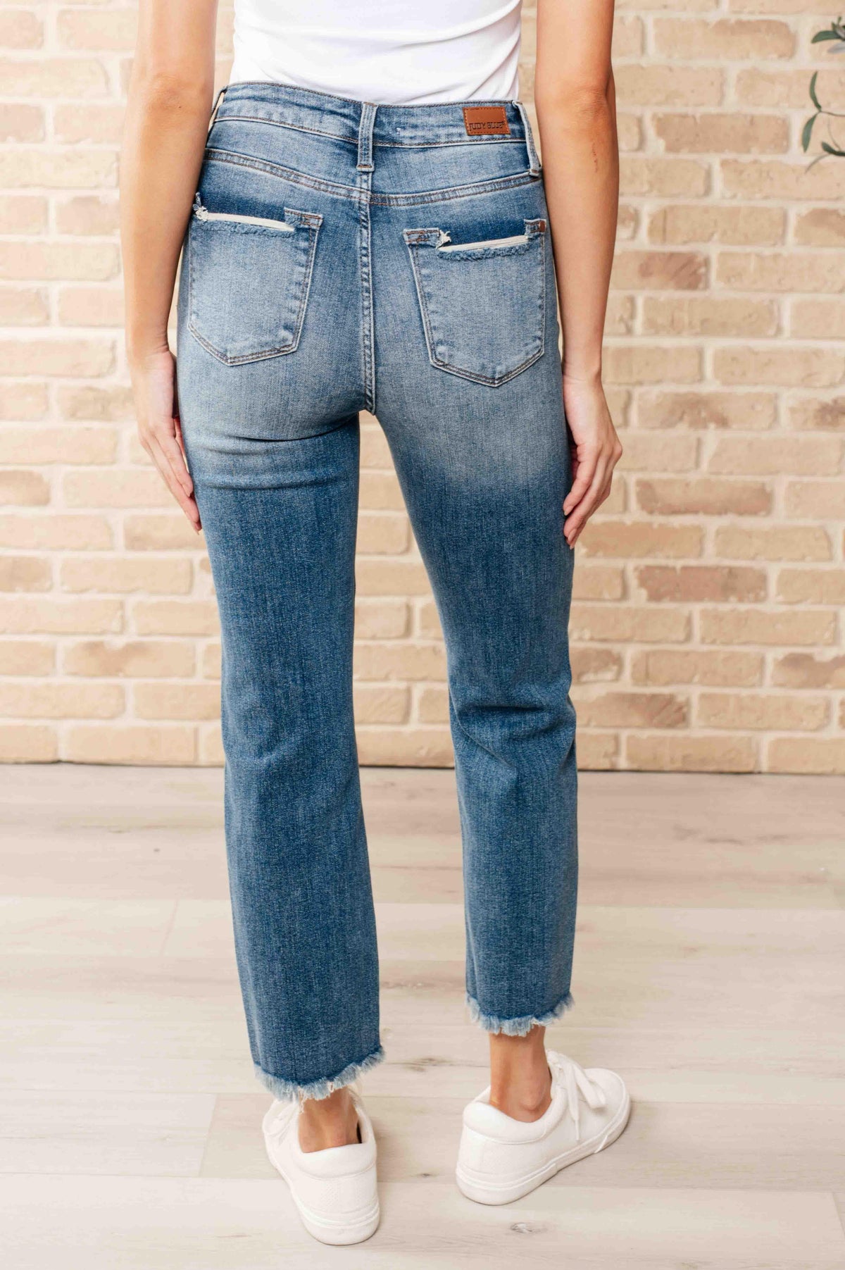 Judy Blue | Sammy High Waist Distressed Crop Straight Leg Jeans - becauseofadi