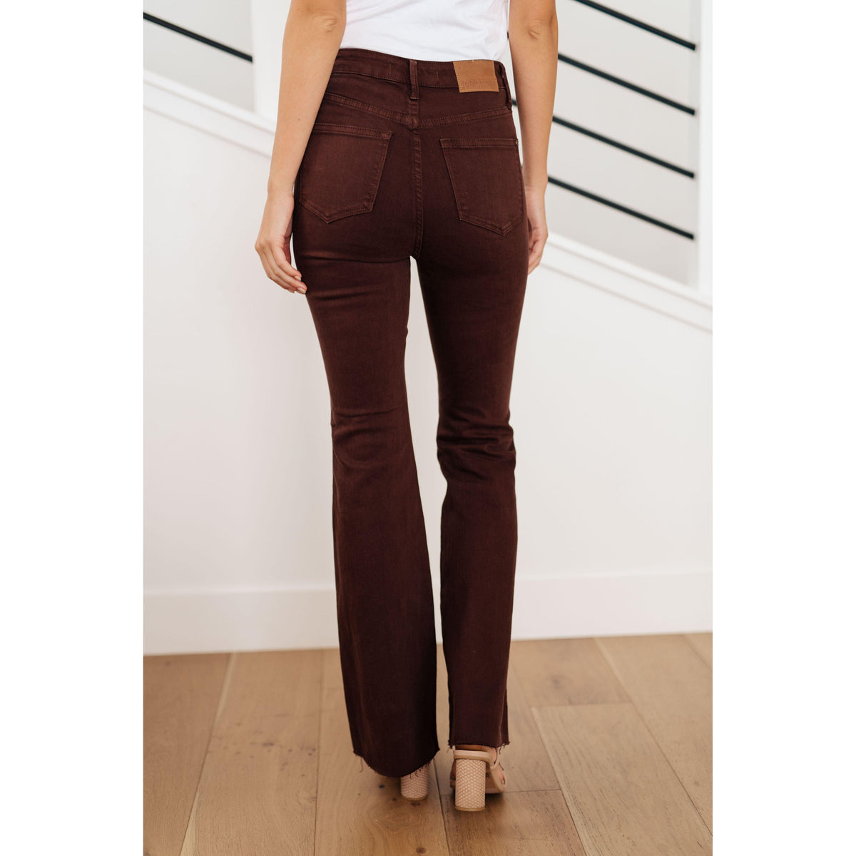 Judy Blue | Sienna High Rise Control Top Flare Jeans in Espresso - becauseofadi