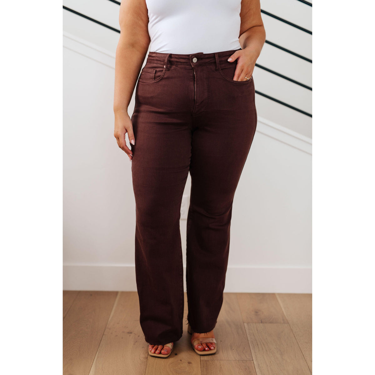 Judy Blue | Sienna High Rise Control Top Flare Jeans in Espresso - becauseofadi