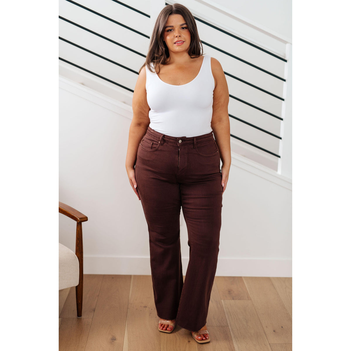 Judy Blue | Sienna High Rise Control Top Flare Jeans in Espresso - becauseofadi