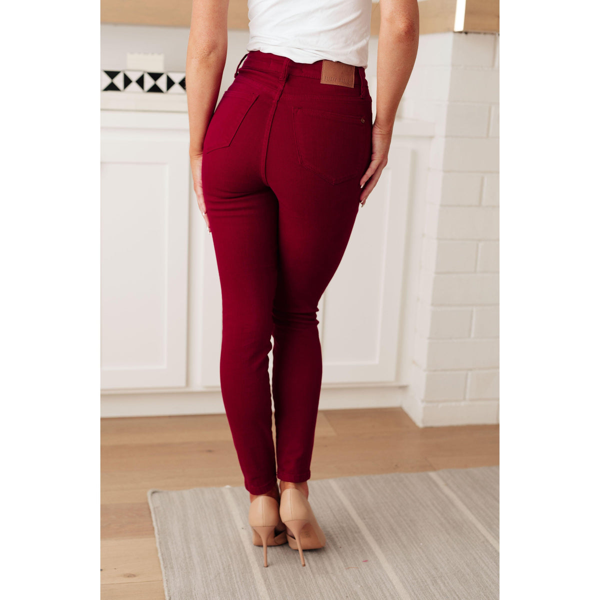 Judy Blue | Wanda High Rise Control Top Skinny Jeans in Scarlet - becauseofadi