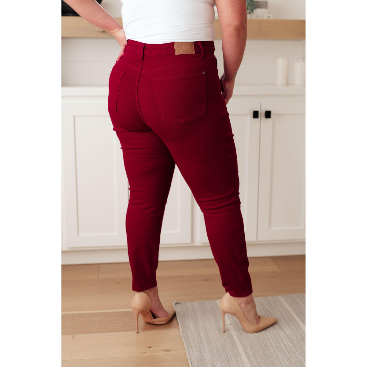 Judy Blue | Wanda High Rise Control Top Skinny Jeans in Scarlet - becauseofadi