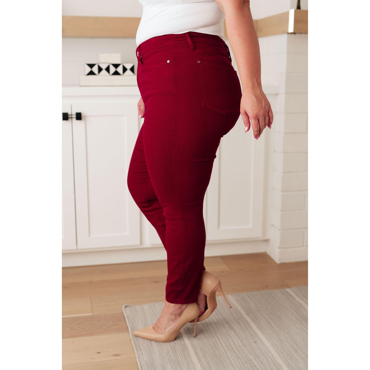 Judy Blue | Wanda High Rise Control Top Skinny Jeans in Scarlet - becauseofadi