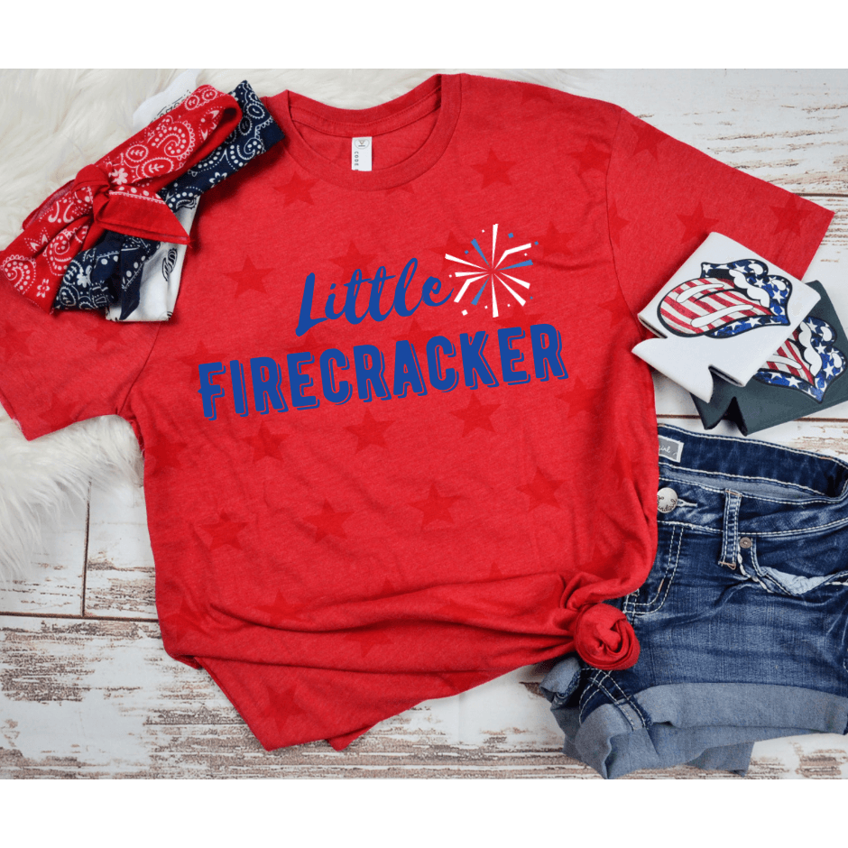 Kids Little Firecracker Star Tee | Patriotic Star Tee - becauseofadi