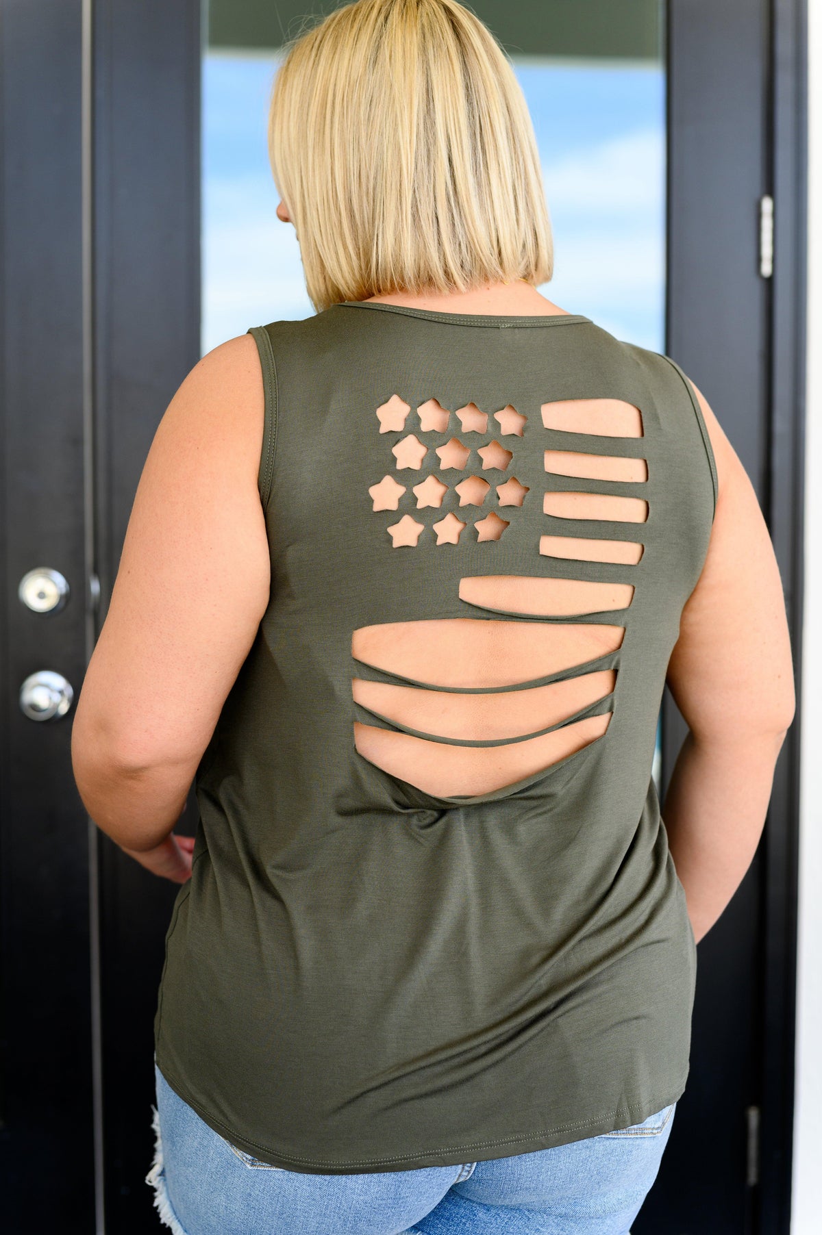 Land of the Free Tank in Olive - becauseofadi