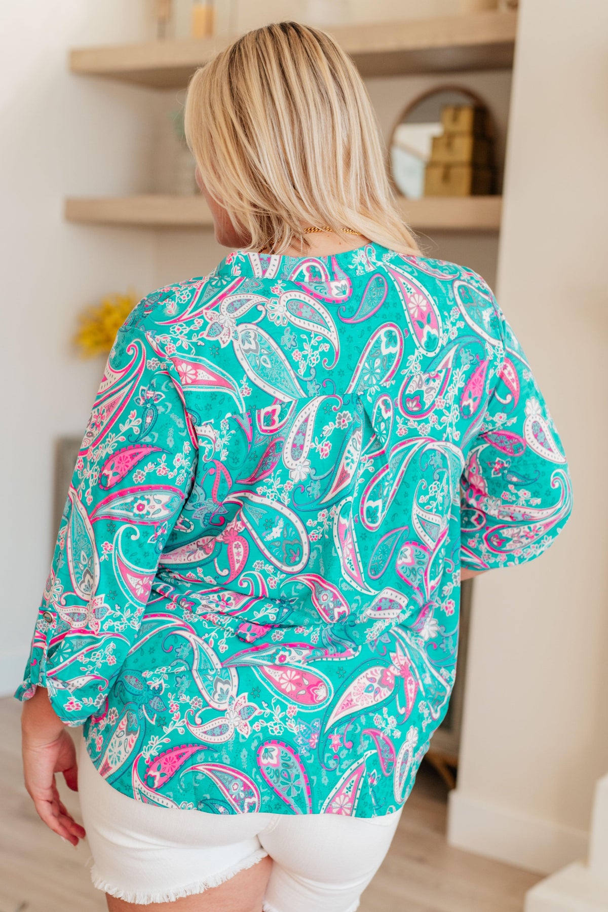 Lizzy Top in Aqua and Pink Paisley - becauseofadi