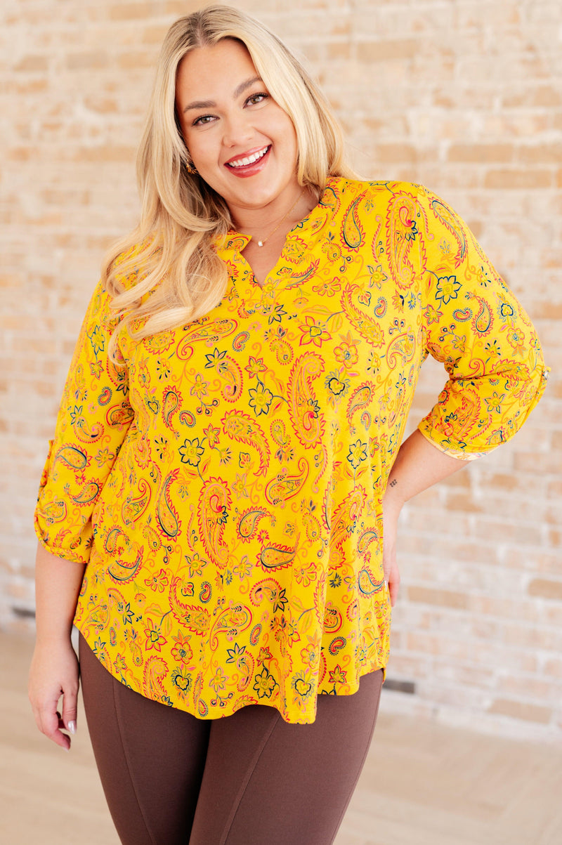 Lizzy Top in Yellow and Navy Paisley - becauseofadi