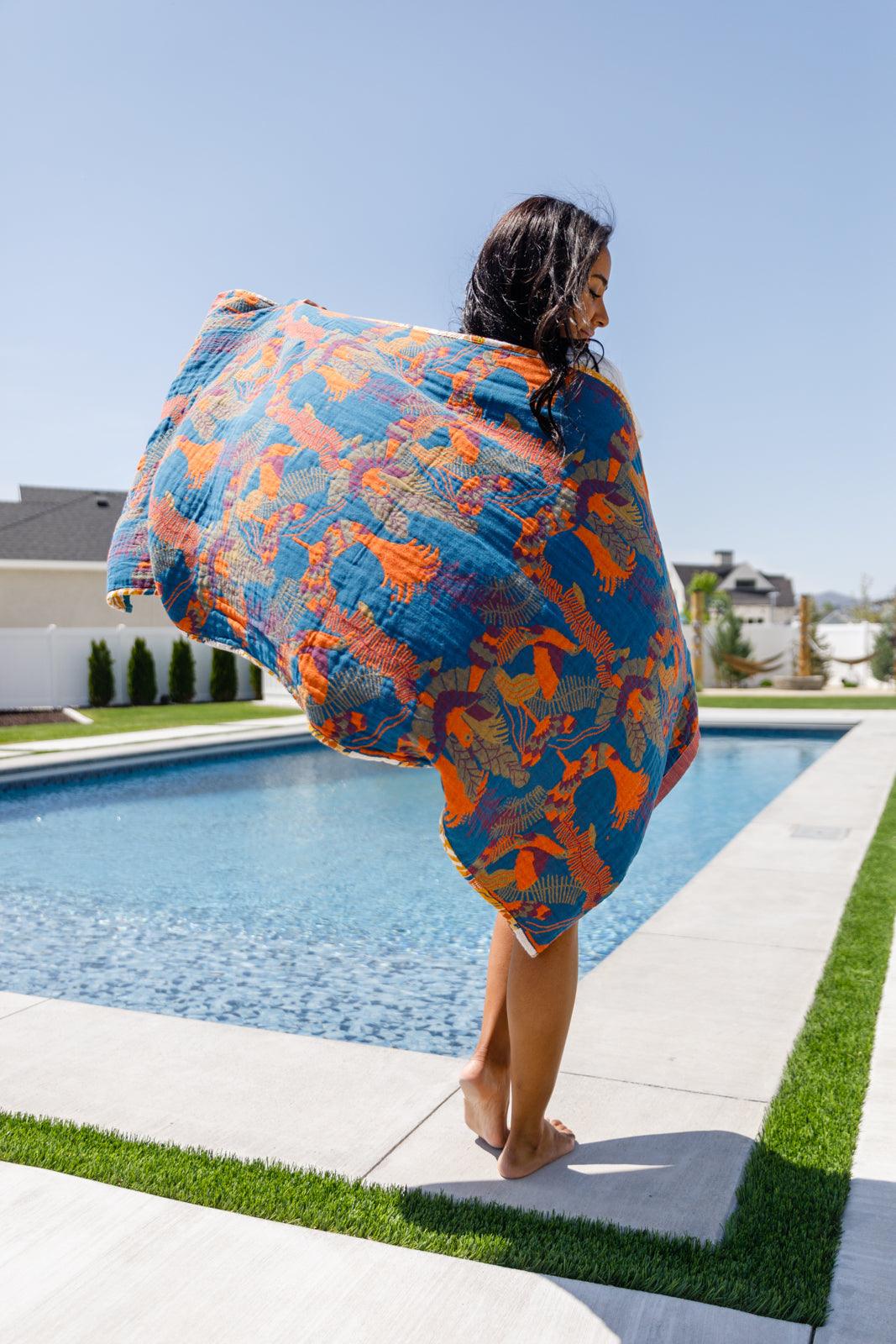 Luxury Beach Towel in Bird Of Paradise - becauseofadi