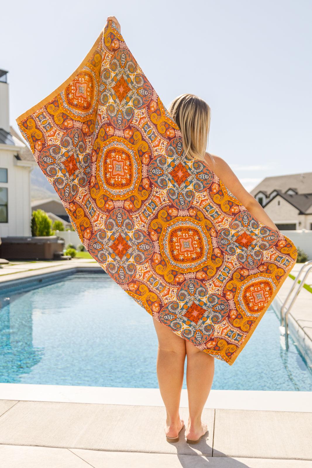 Luxury Beach Towel in Boho Medallions - becauseofadi