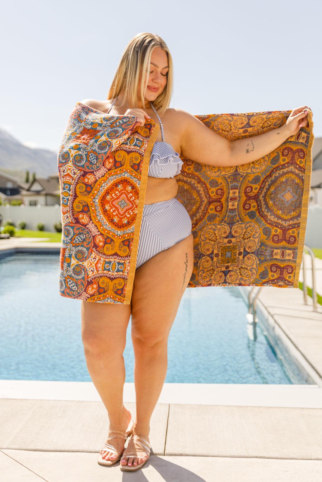 Luxury Beach Towel in Boho Medallions - becauseofadi