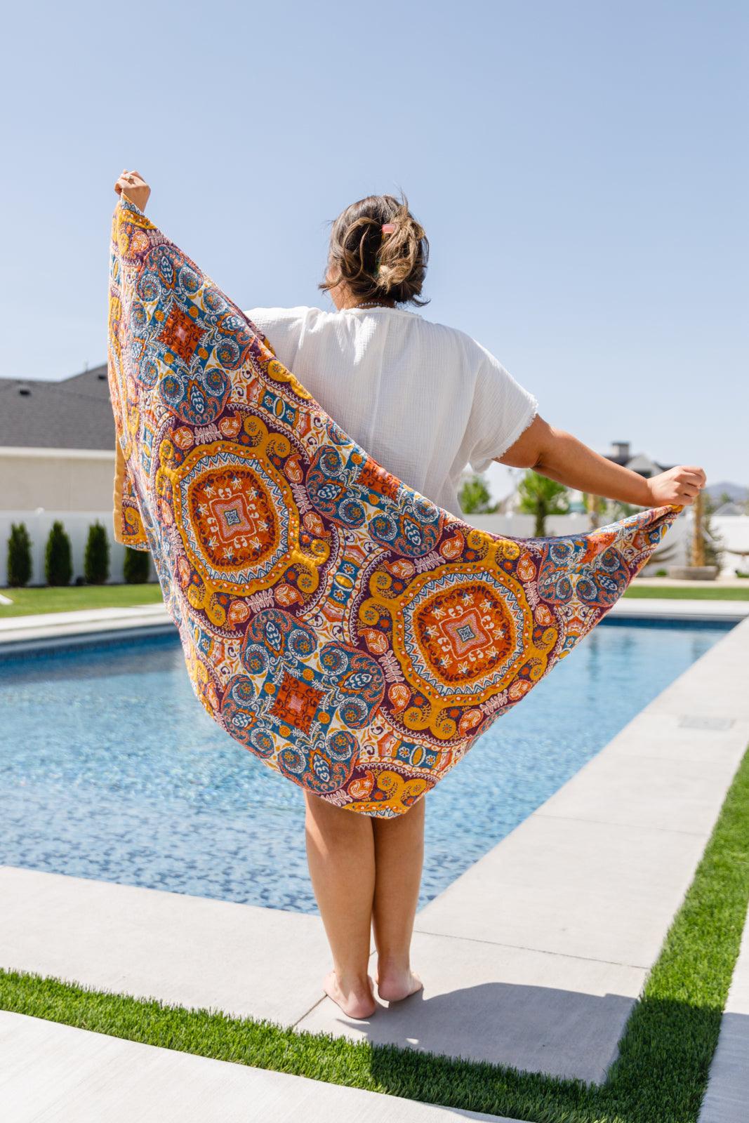 Luxury Beach Towel in Boho Medallions - becauseofadi