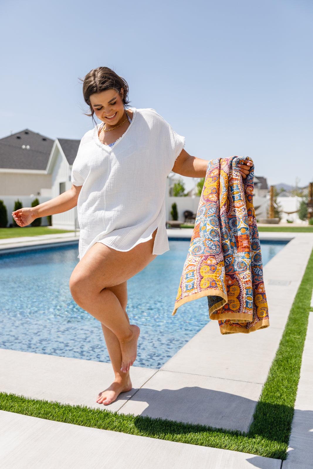 Luxury Beach Towel in Boho Medallions - becauseofadi