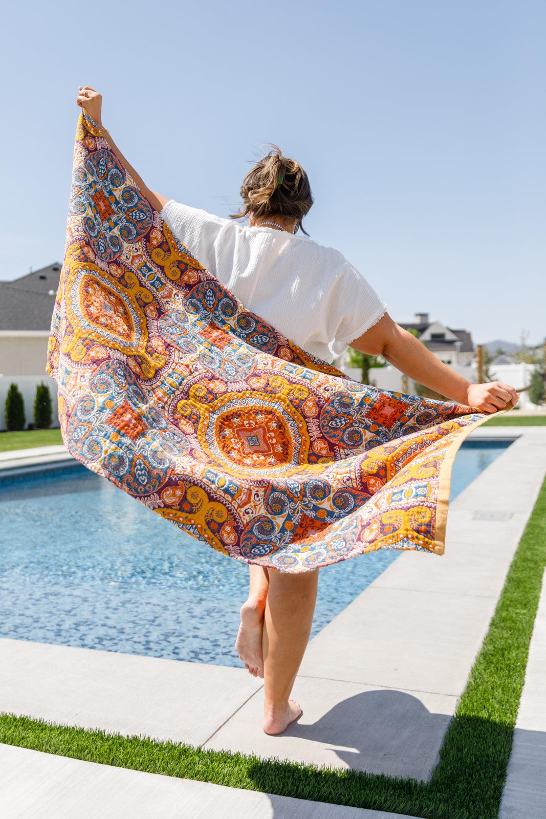 Luxury Beach Towel in Boho Medallions - becauseofadi