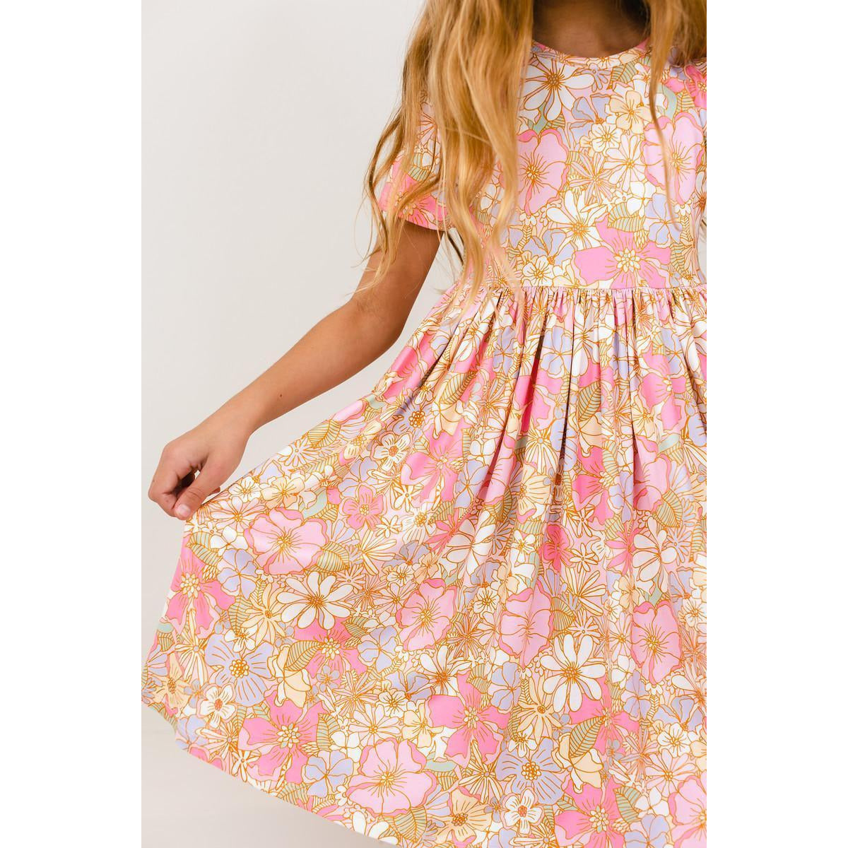 Mila & Rose  Girl's Pink What's Up Buttercup Short Sleeve Twirl Dress –  becauseofadi