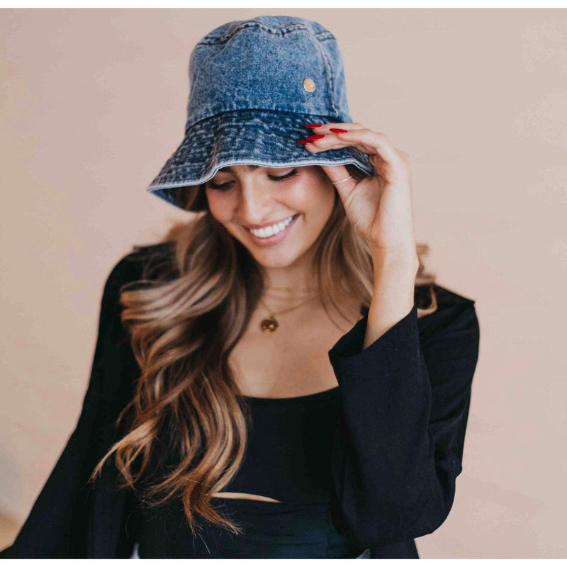 Women's Blue Denim Beach Please Bucket Hat | Pretty Simple - becauseofadi