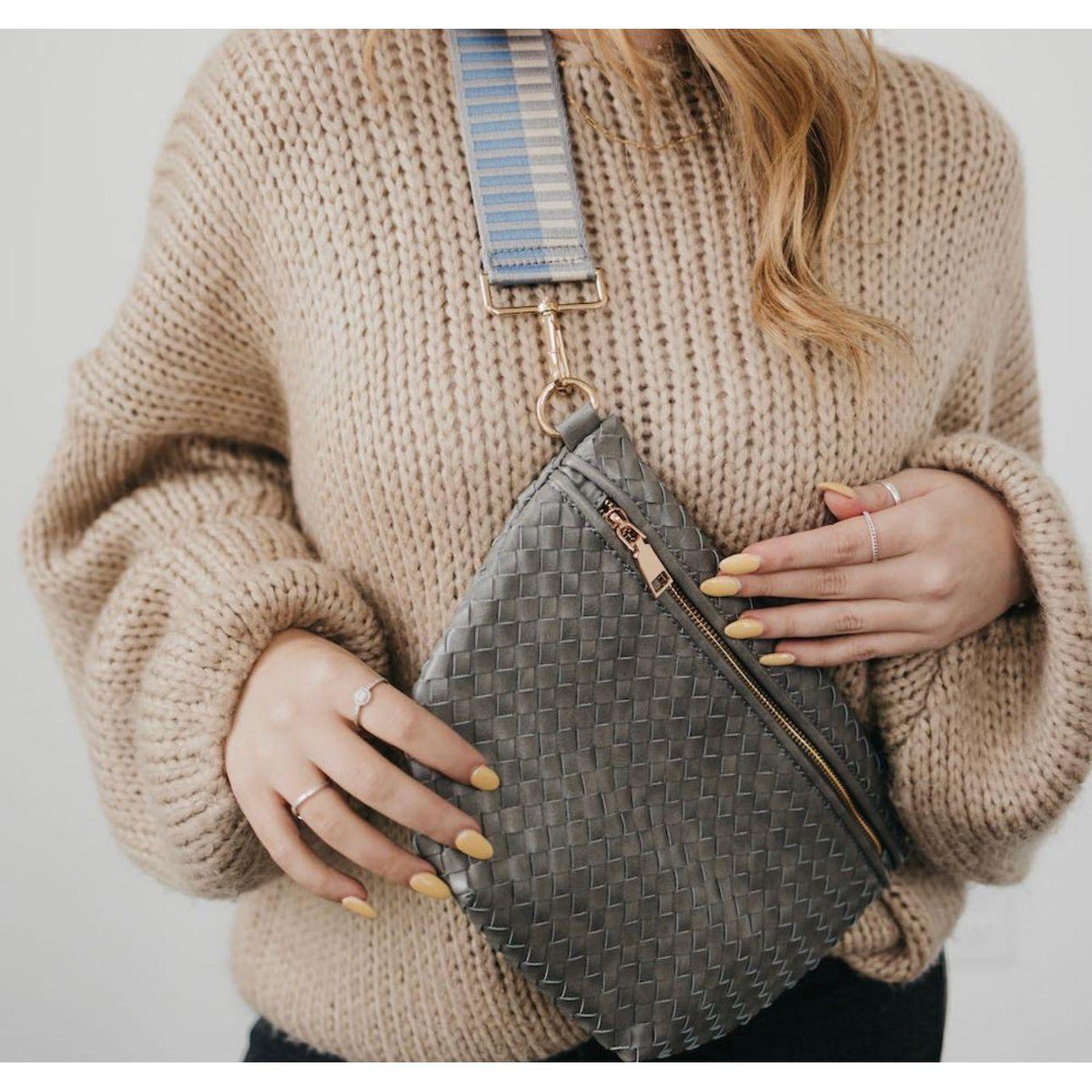 Pretty Simple | Woven Westlyn Bum Bag | Womens Vegan Leather Bag - becauseofadi