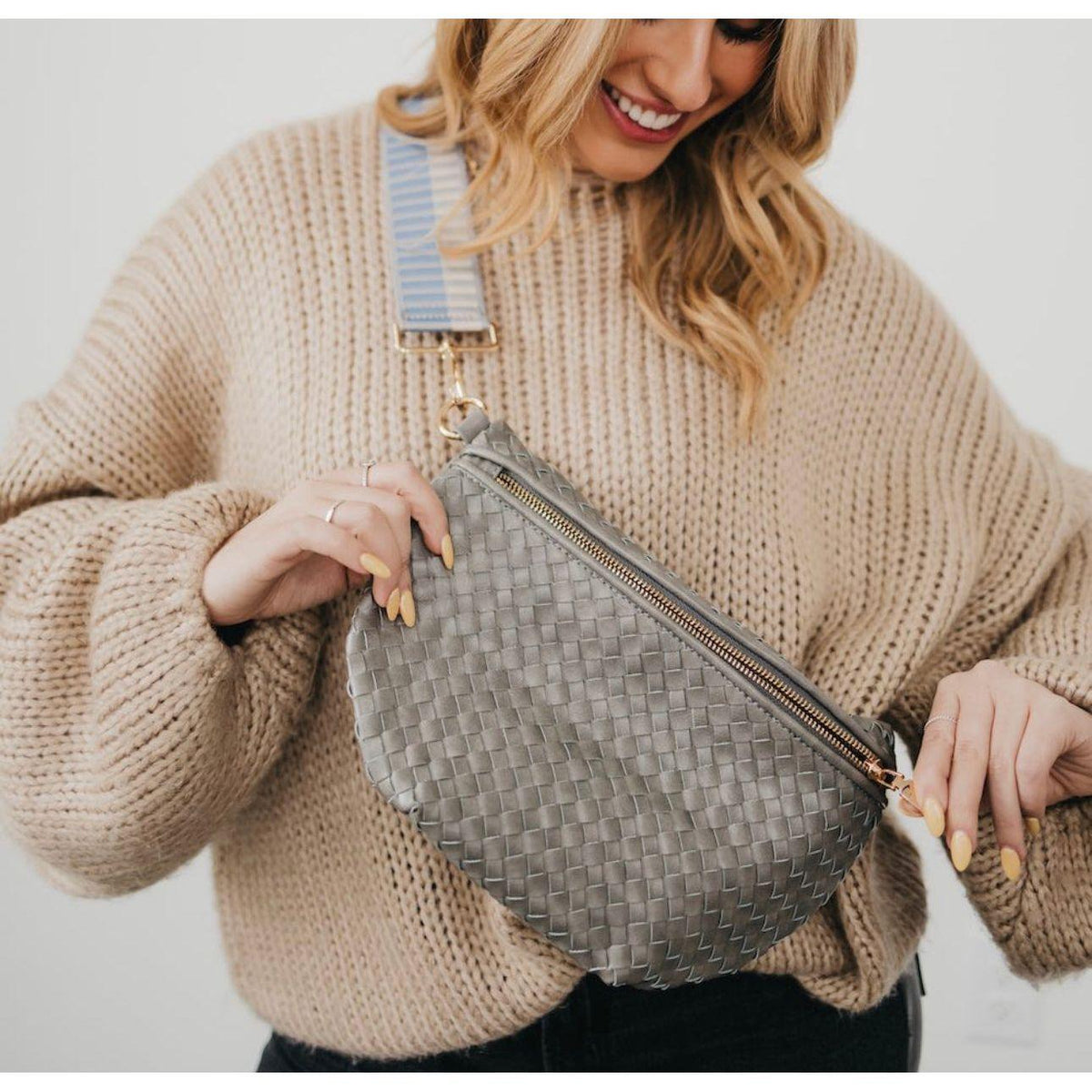 Pretty Simple | Woven Westlyn Bum Bag | Womens Vegan Leather Bag - becauseofadi