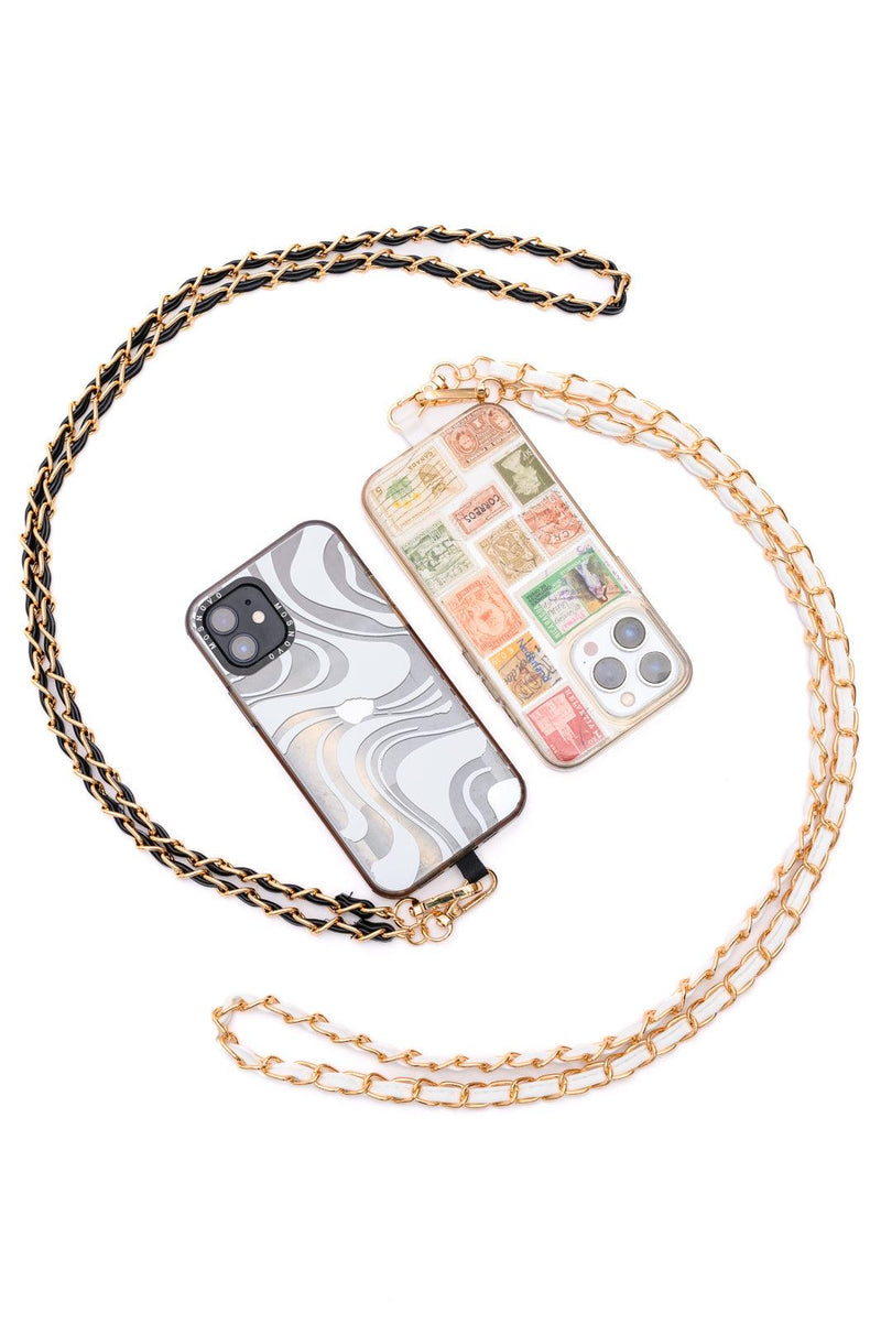 PU Leather Gold Chain Cell Phone Lanyard Set of 2 - becauseofadi