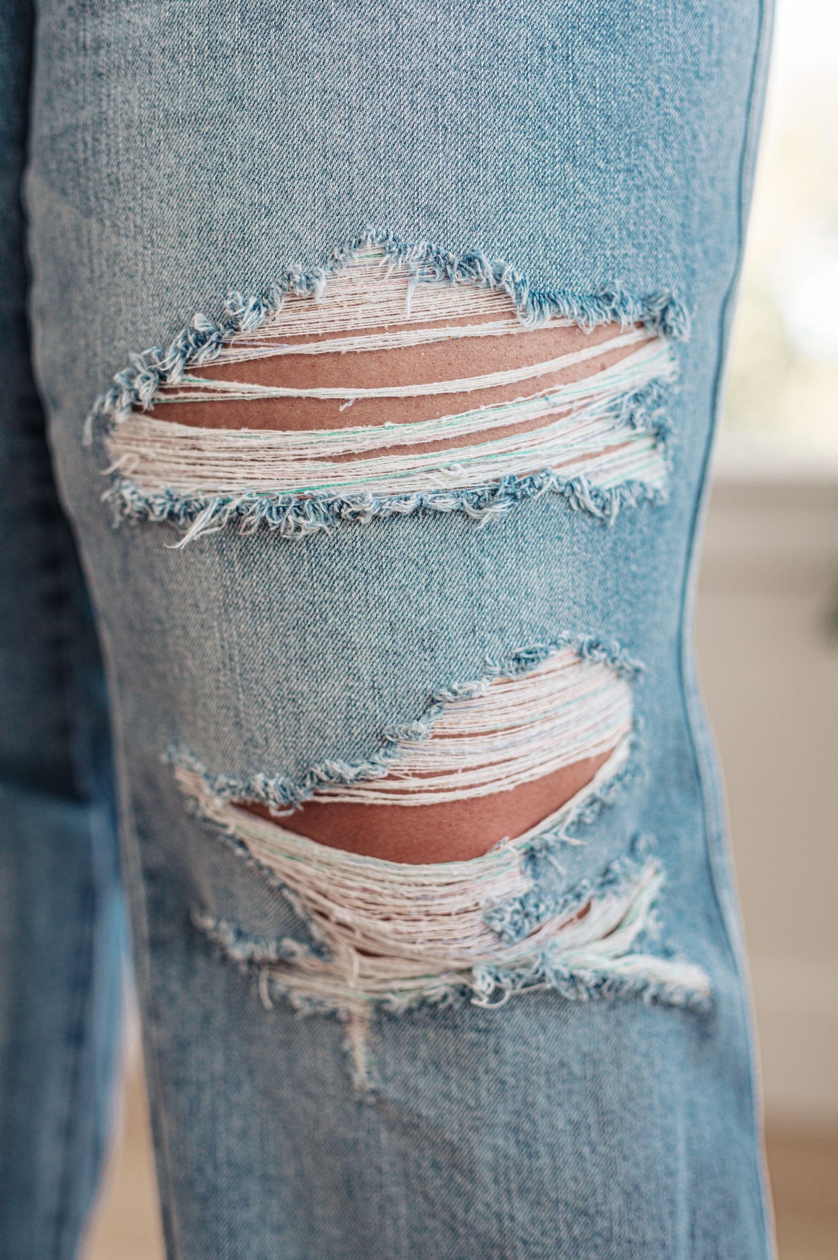 Judy Blue | Ramona High Rise Rigid Magic Destroyed Straight Jeans