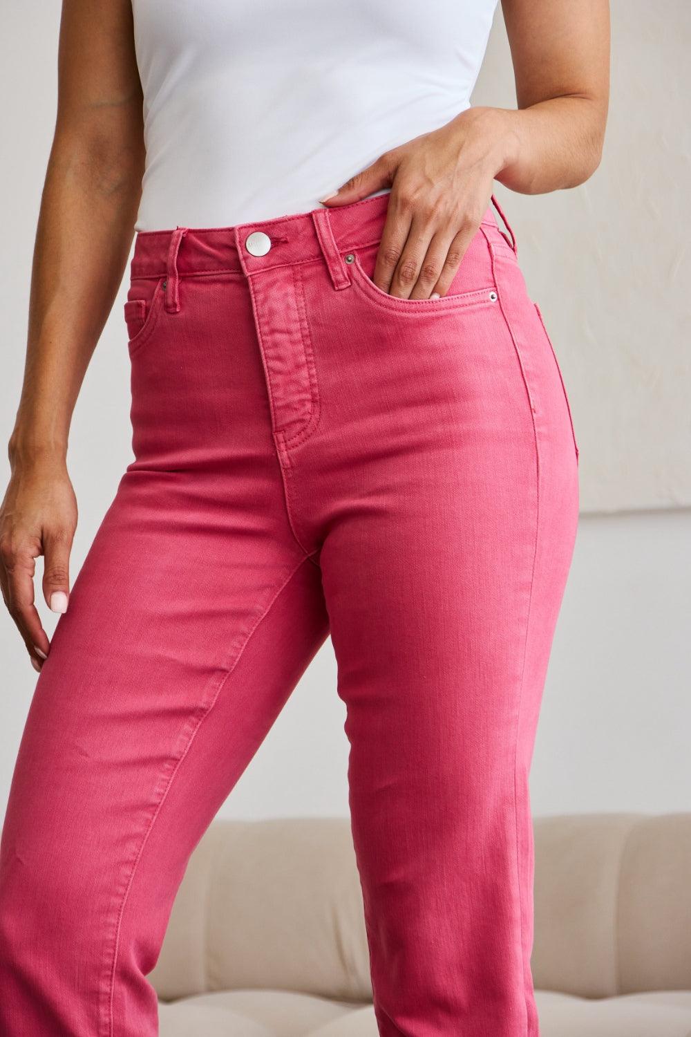 RFM | Crop Dylan Tummy Control High Waist Raw Hem Jeans - becauseofadi