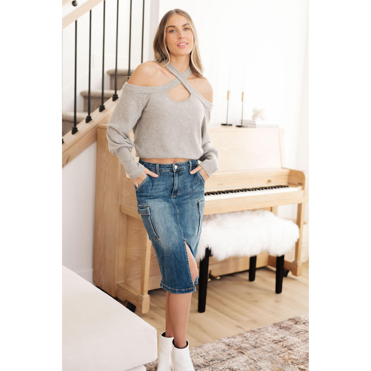 Risen | Always Be There Cargo Denim Skirt - becauseofadi