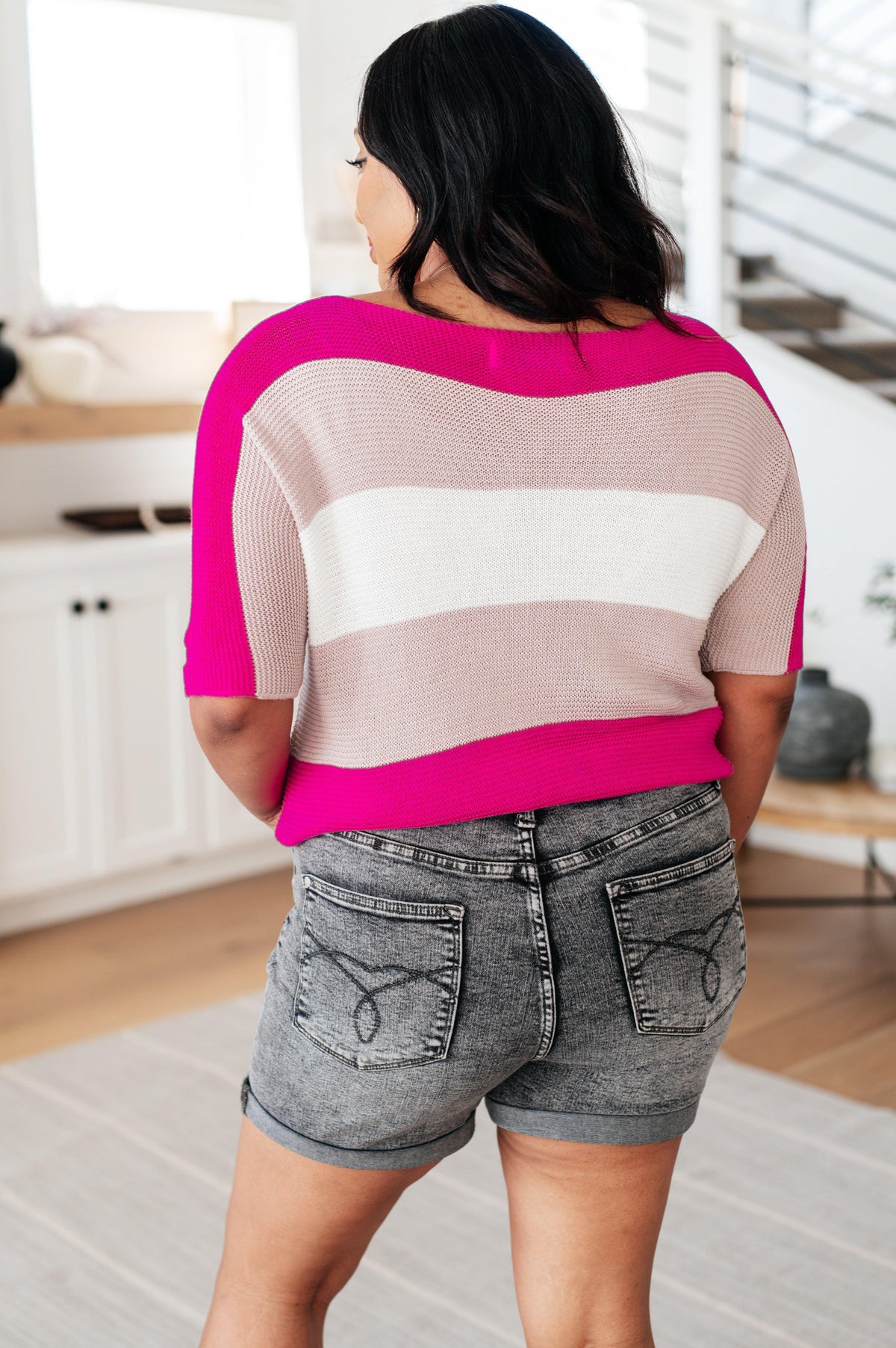 Rows Of Rose Short Sleeve Knit Top - becauseofadi