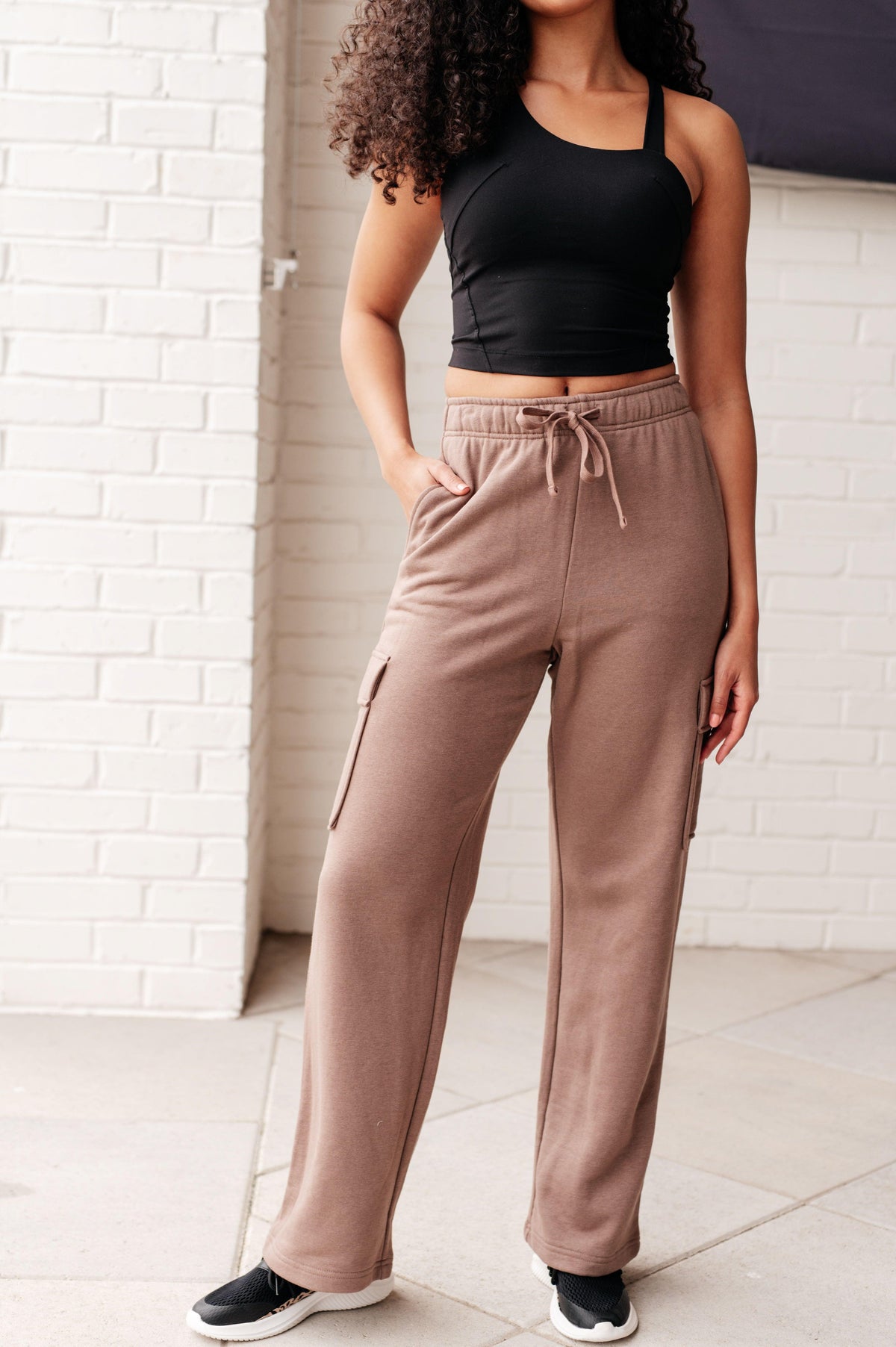 Run, Don't Walk Cargo Sweatpants in Smokey Brown - becauseofadi