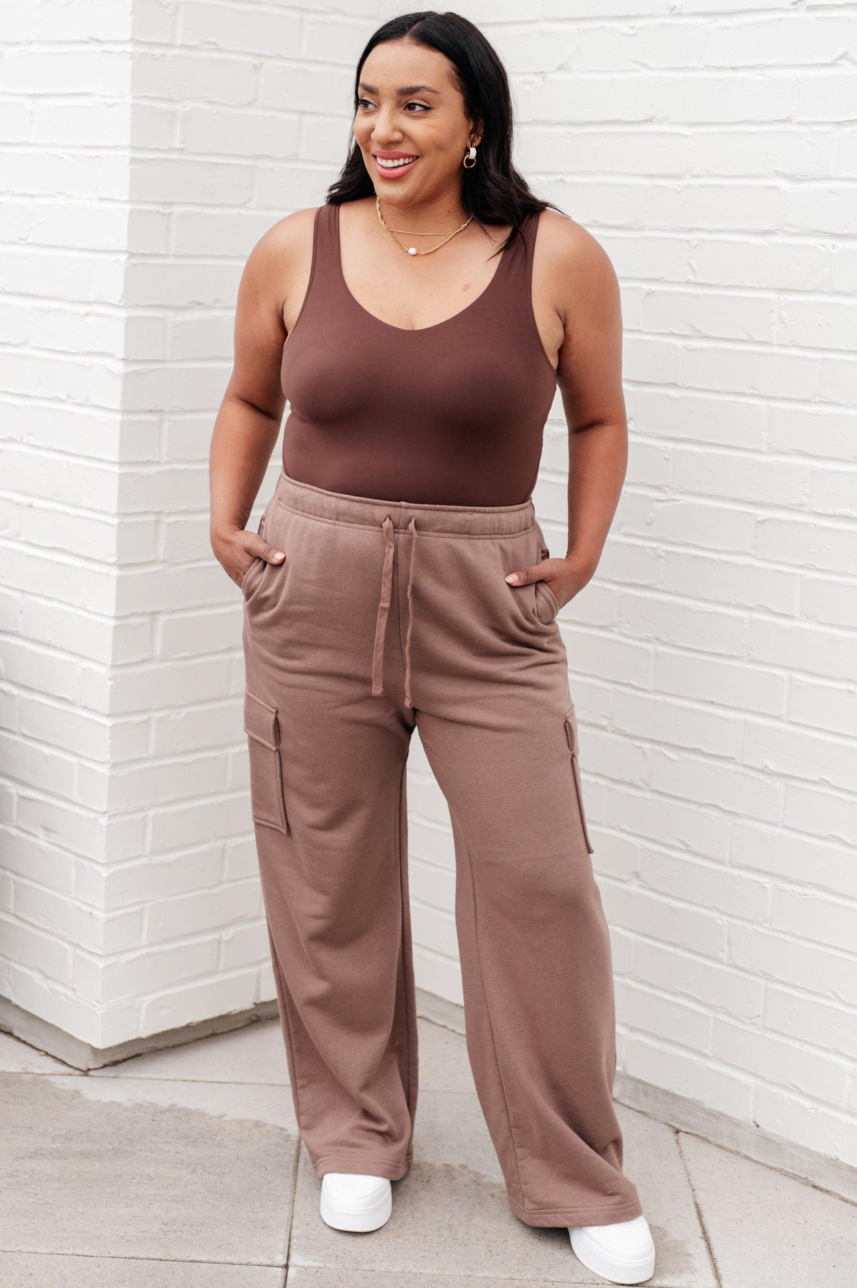 Run, Don't Walk Cargo Sweatpants in Smokey Brown - becauseofadi